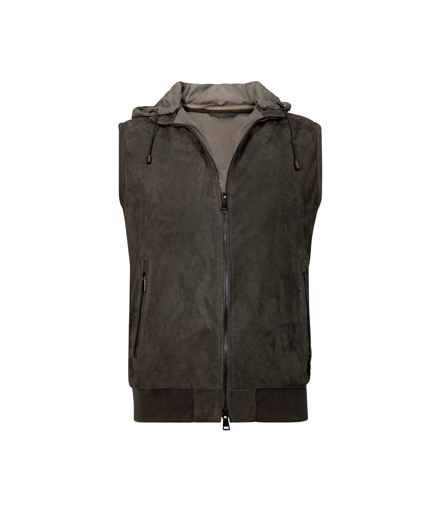 GREY GILET DHOOD GOATSKIN