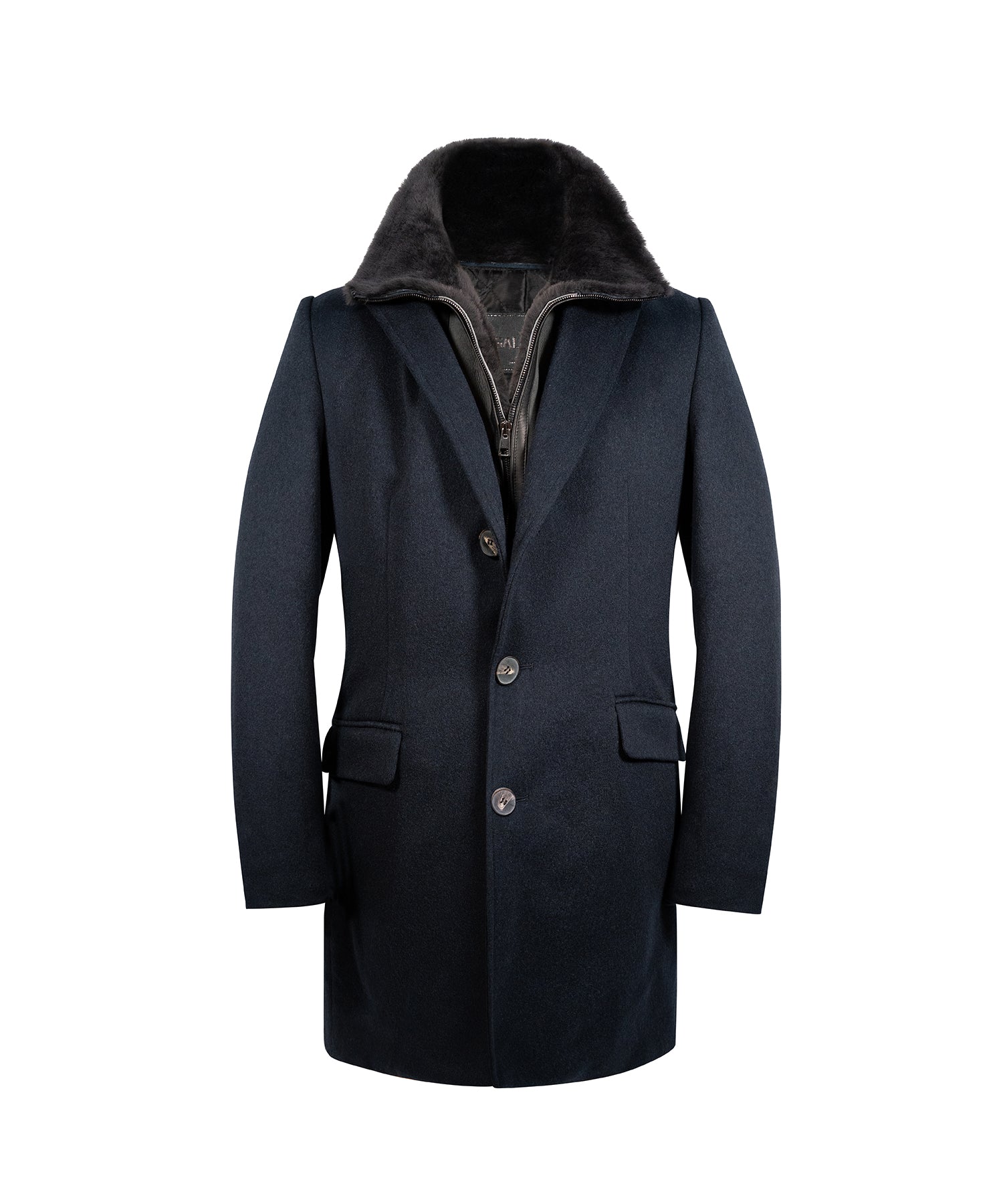 NAVY COAT WOOL/AGNELLO/PELO