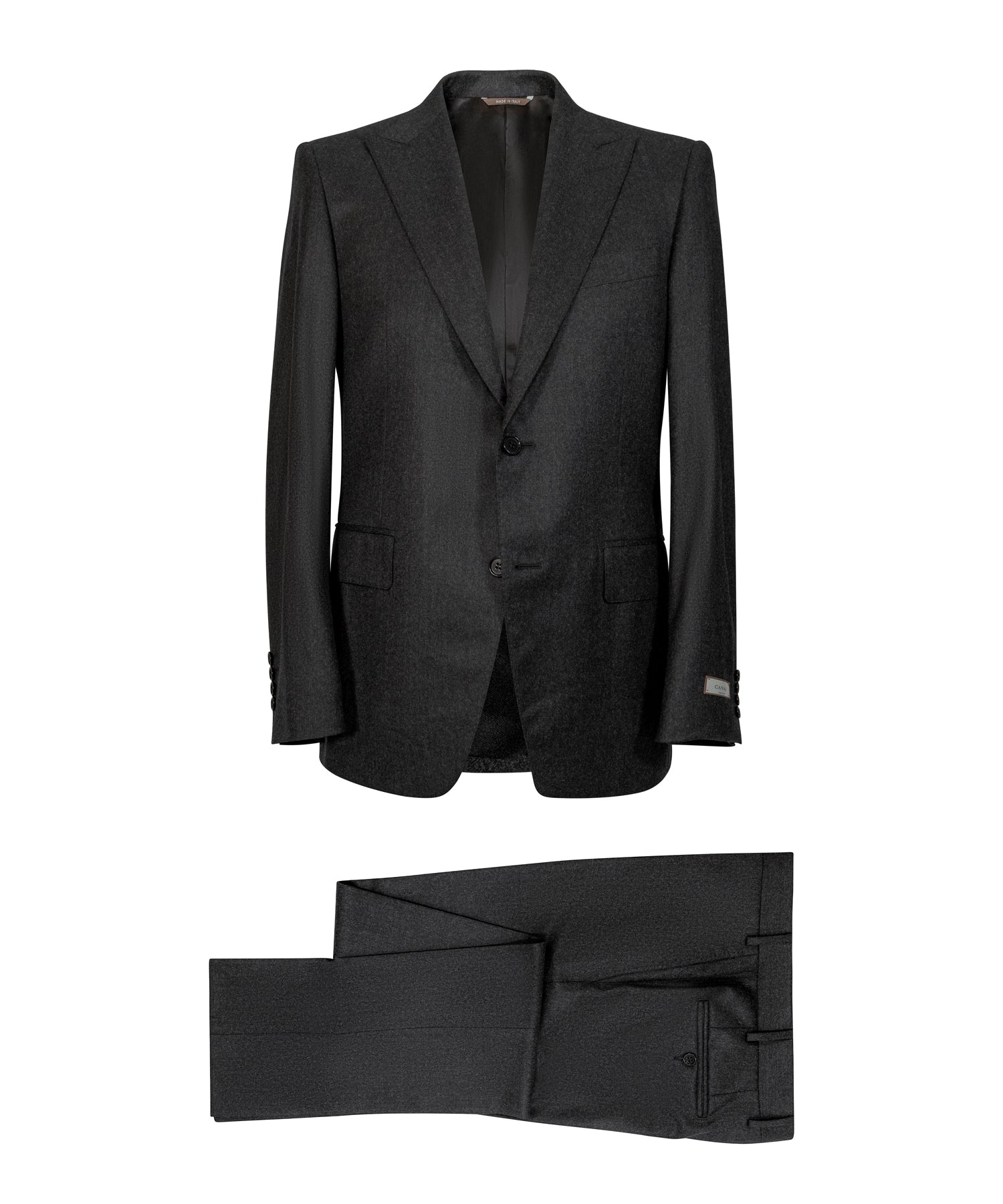 CHARCOAL FLANNEL PICK LAPEL