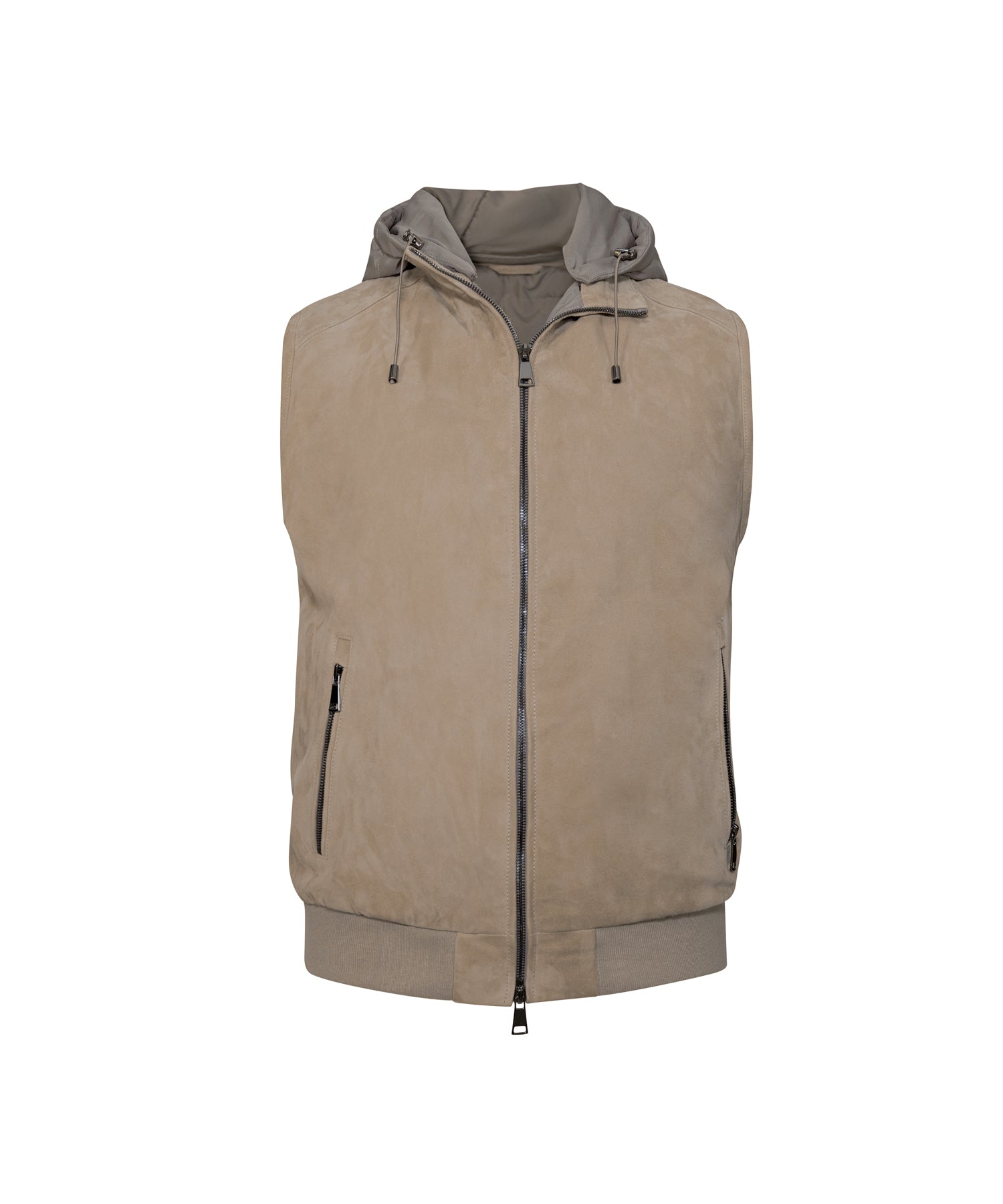 BEIGE GILET DHOOD GOATSKIN
