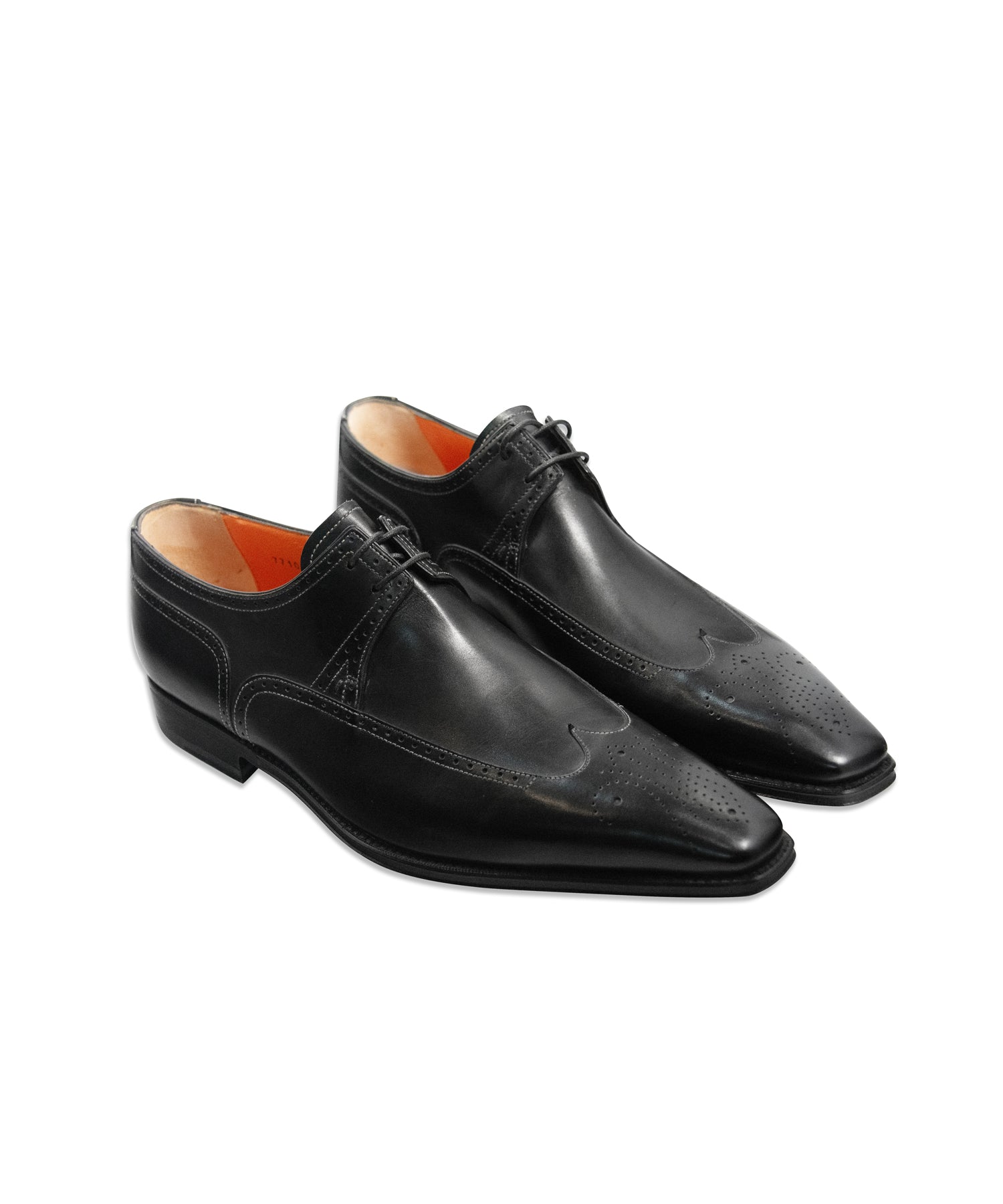 Black Leather Wingtip Derby Shoes