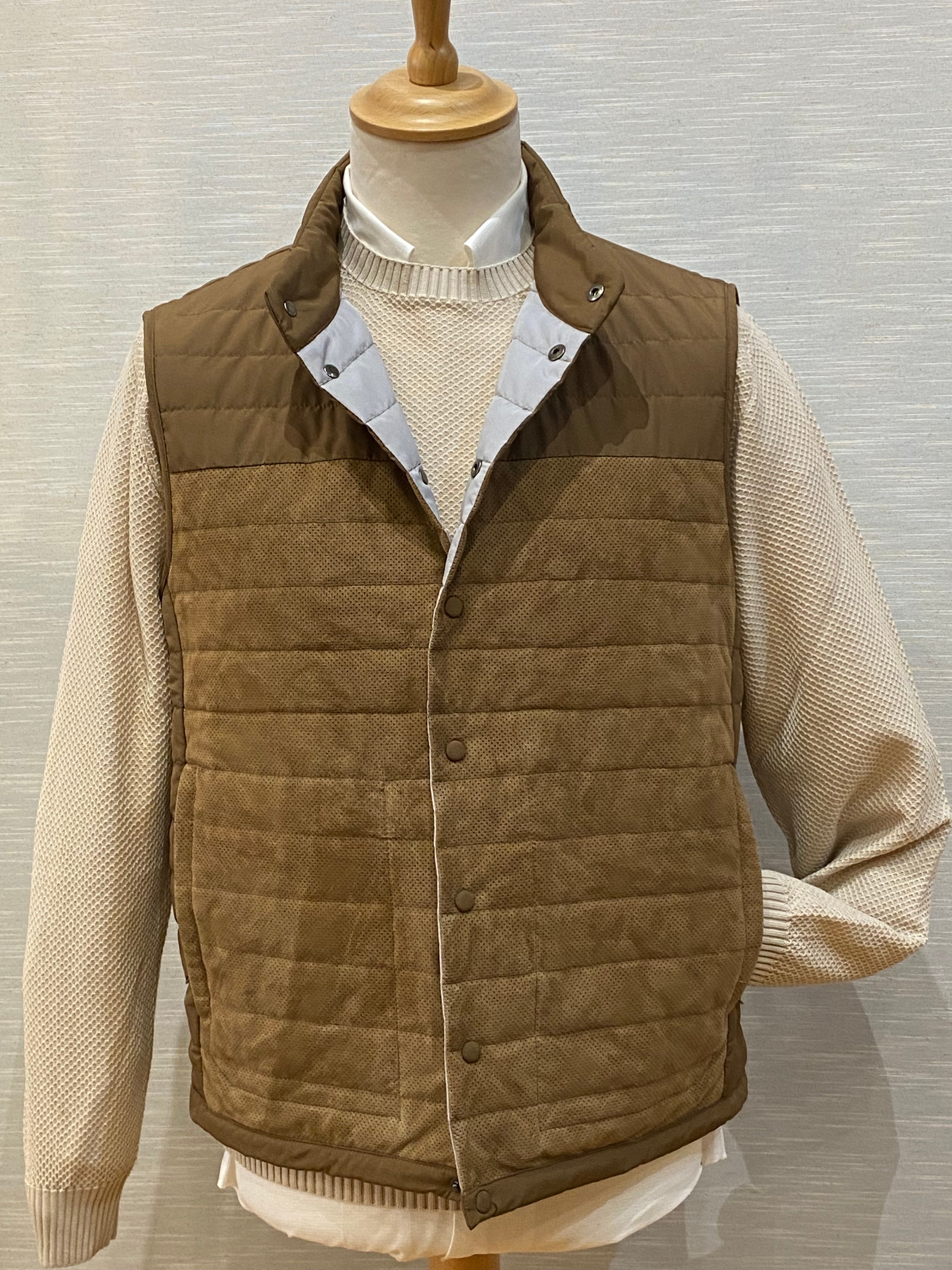 TAN LAMBSKIN - SUEDE GILET - GALLOTTI - T045F-248