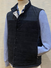 Load image into Gallery viewer, NAVY LAMBSKIN+FABRIC GILET T045F-850
