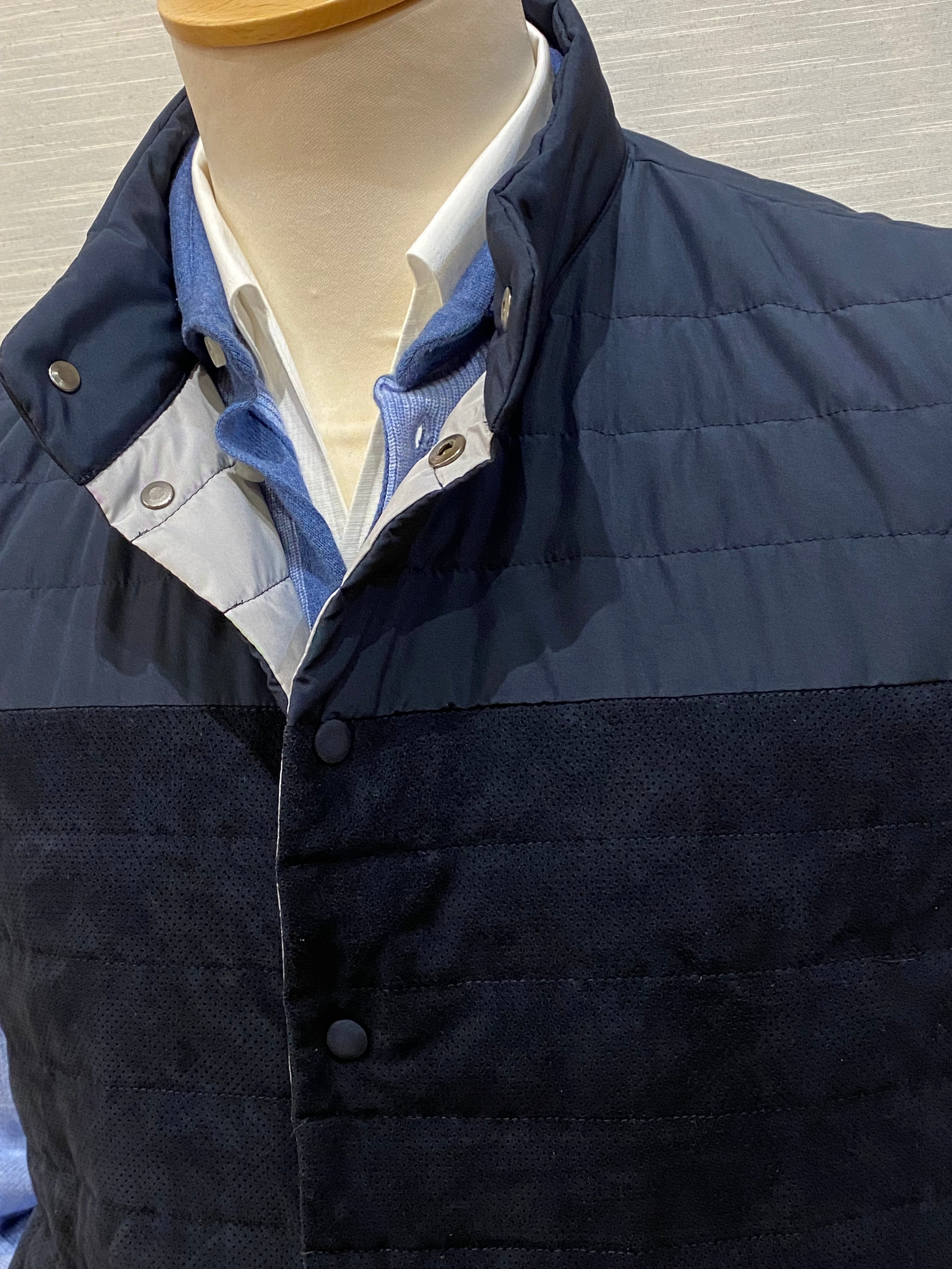 NAVY LAMBSKIN - SUEDE GILET - GALLOTTI - T045F-850