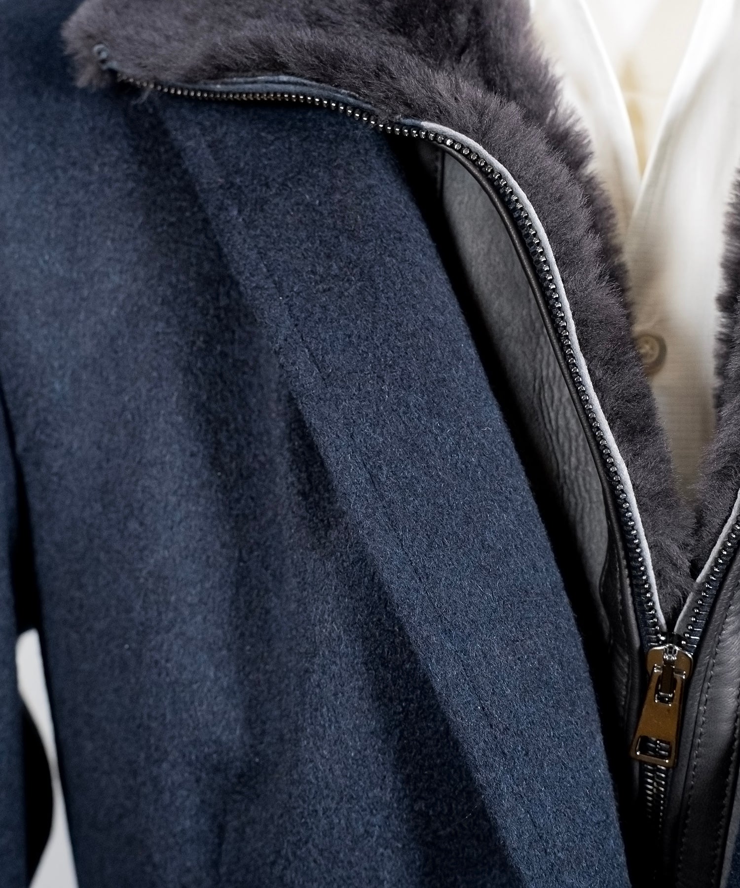 NAVY COAT WOOL/AGNELLO/PELO