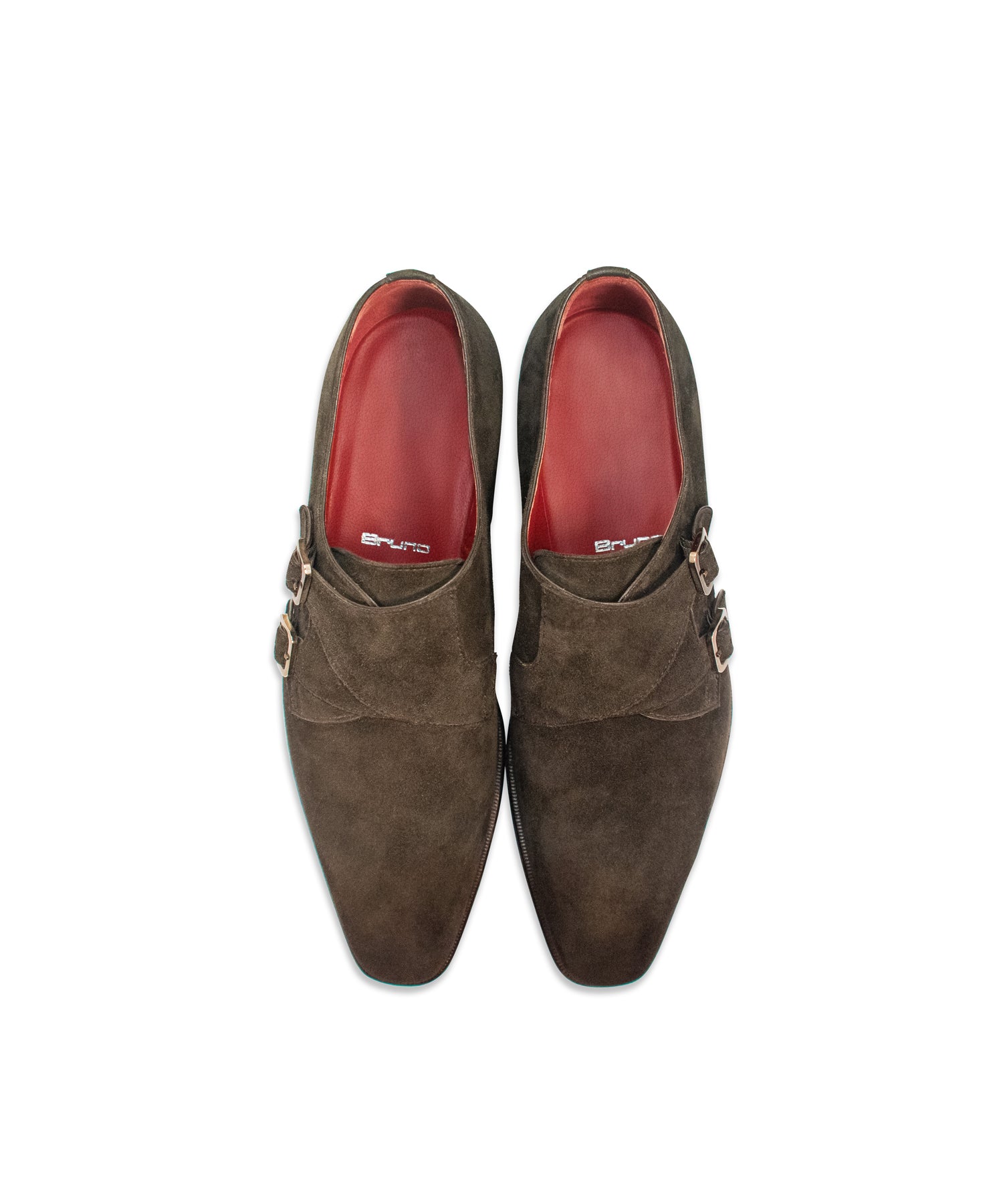 Brown Suede Double Monk Strap Shoes