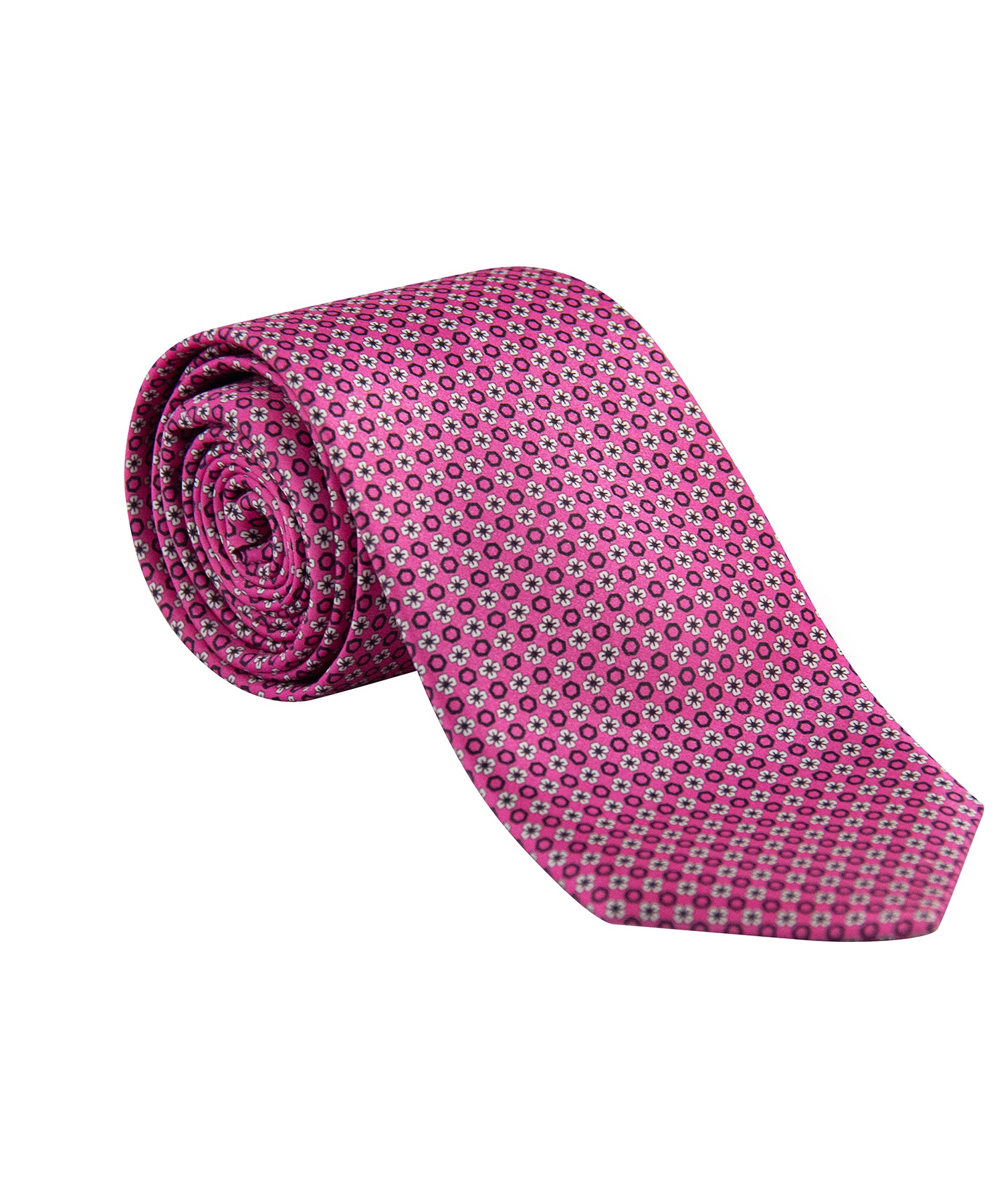 Pink Silk Tie – Mini Floral Pattern