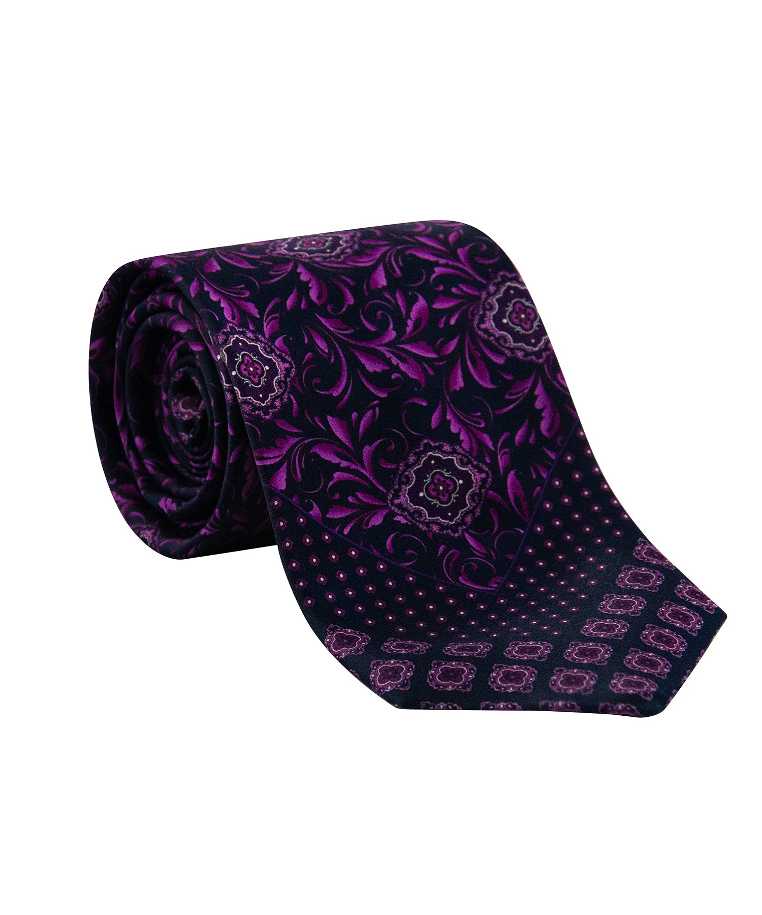 Purple Silk Tie – Baroque Floral