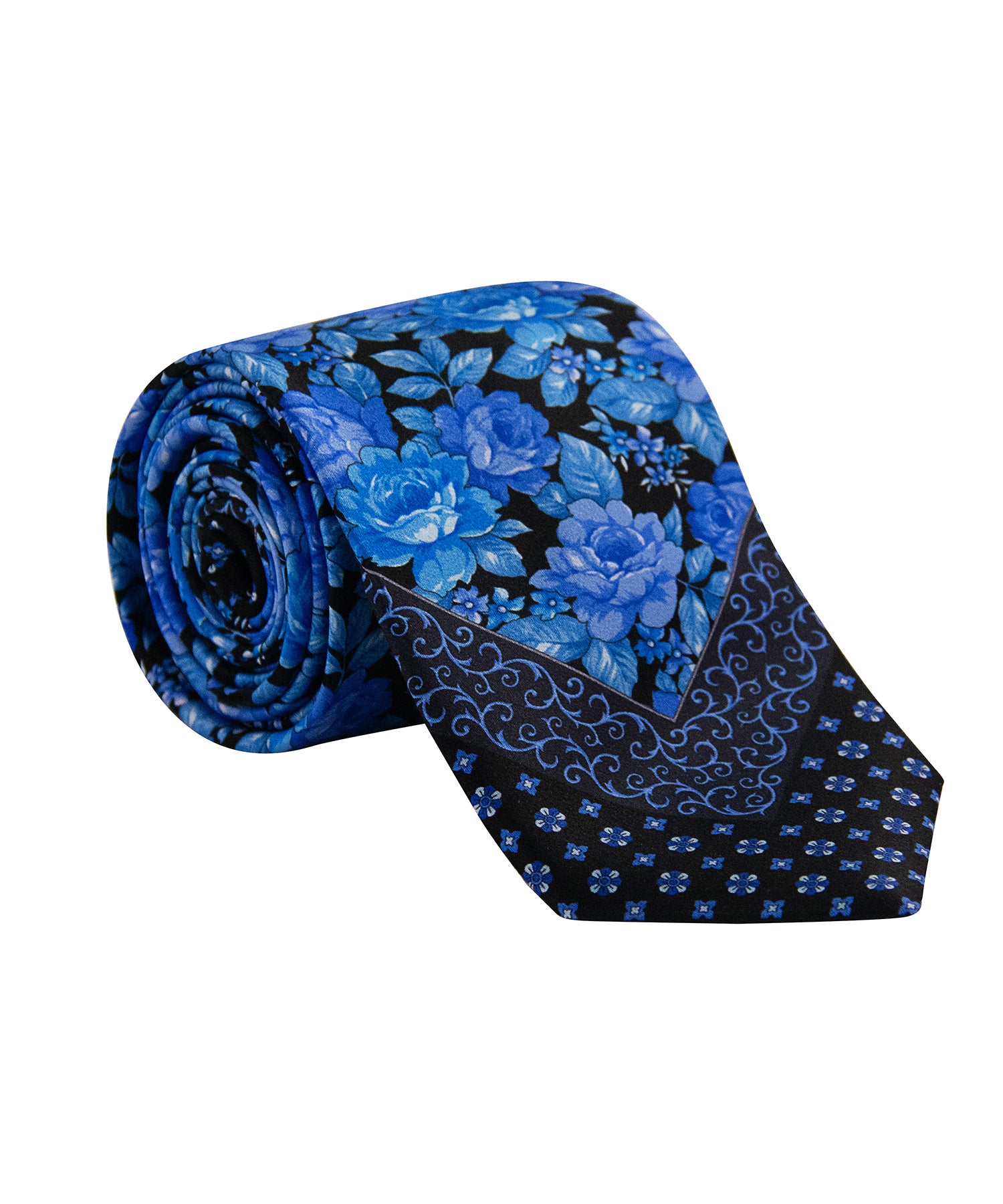 Blue Silk Tie – Rose Garden