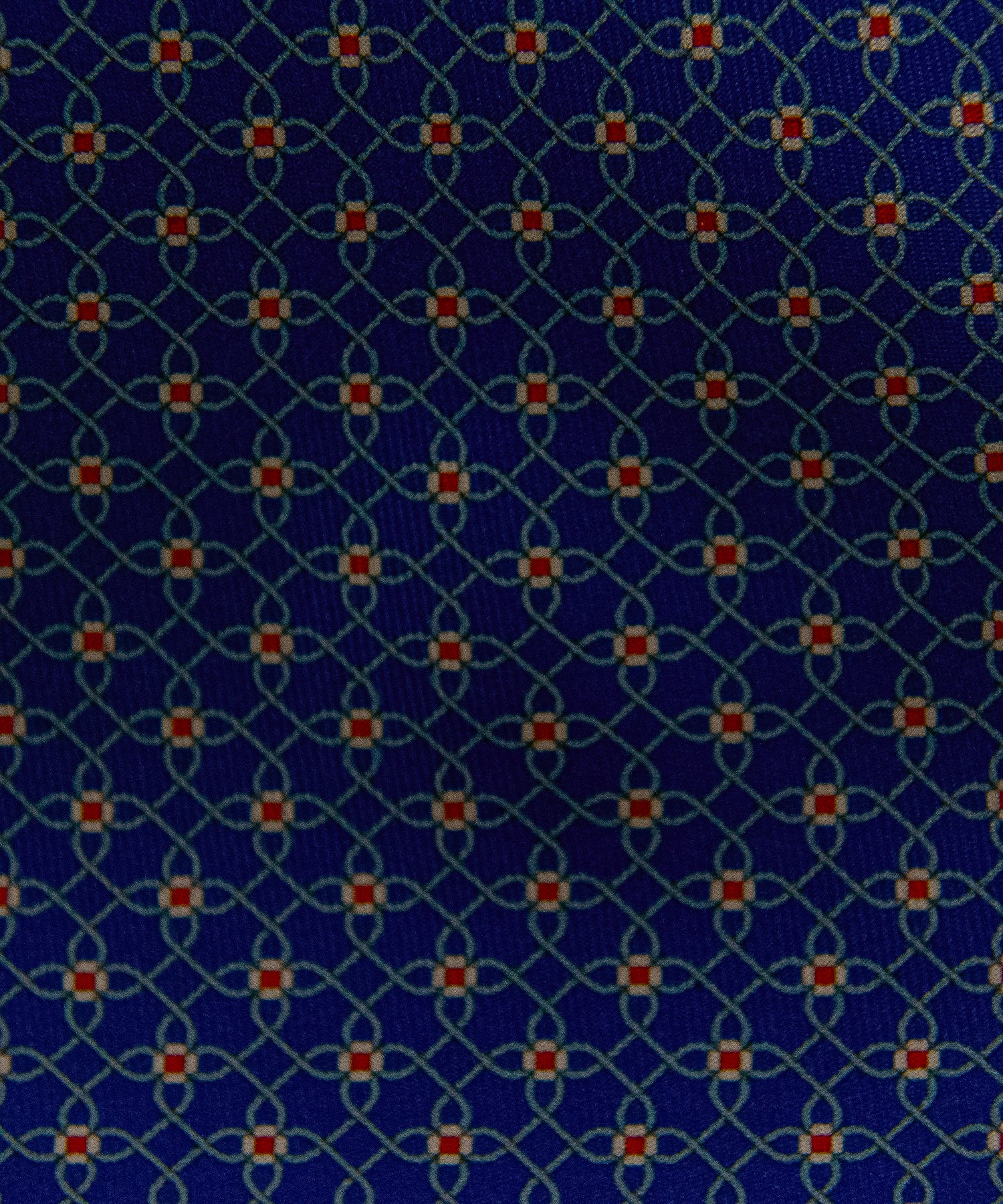 Blue Silk Tie - Geometric Red Dot