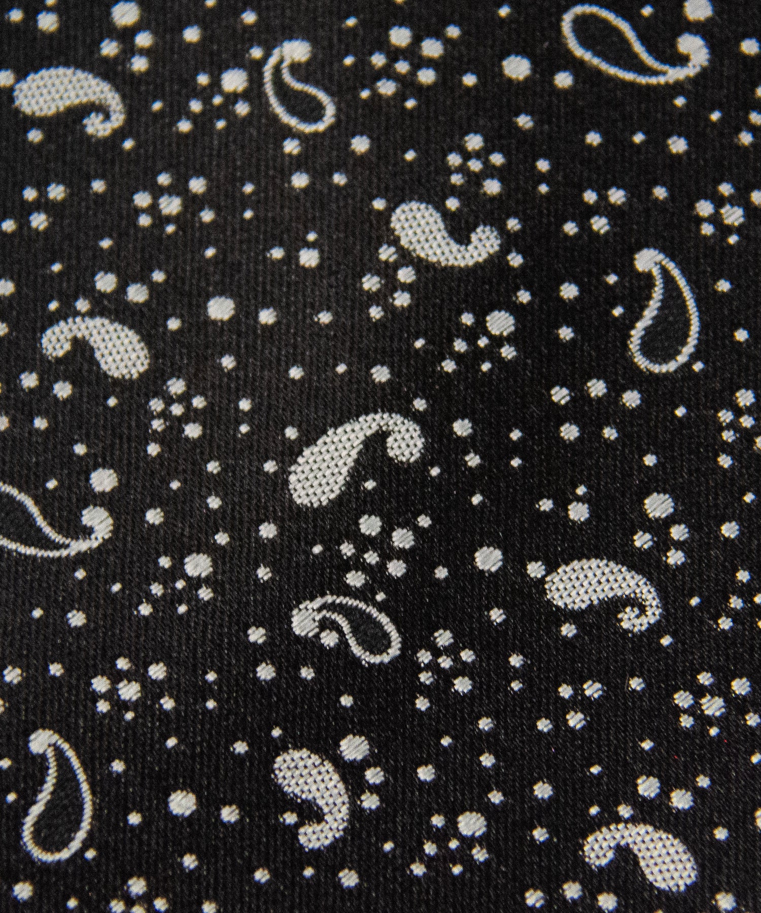 Black Silk Tie – White Paisley Dot