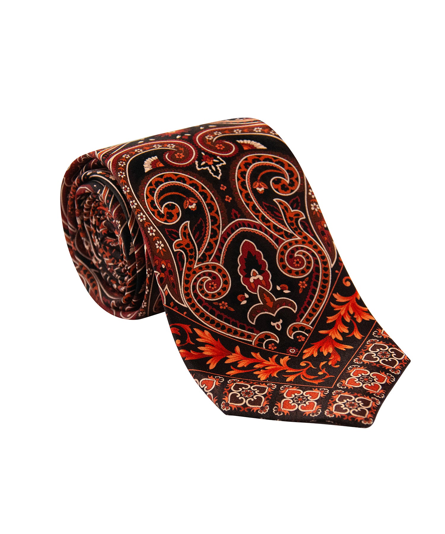 Brown Silk Tie – Large Paisley Print