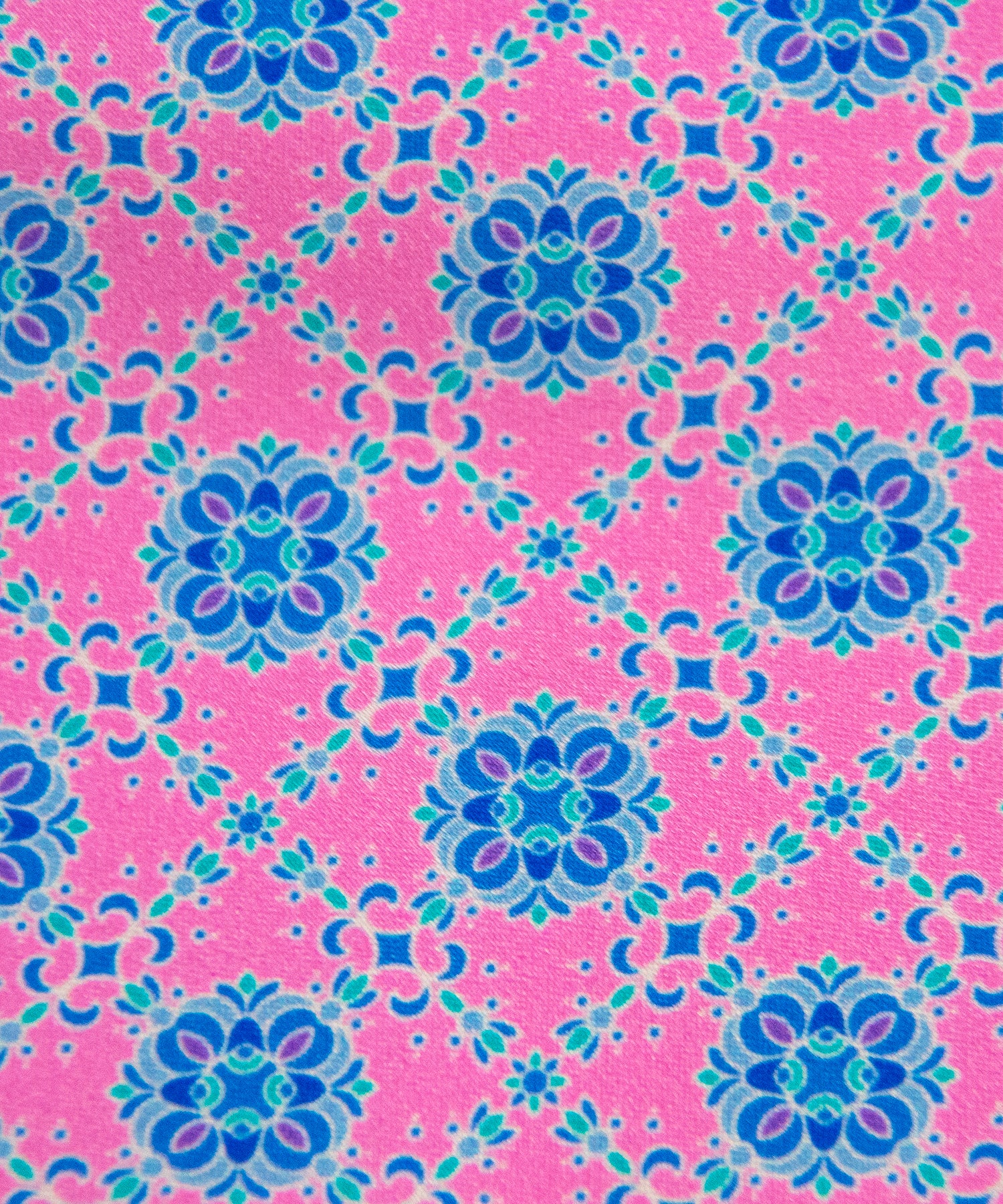 Pink Silk Tie – Blue Floral