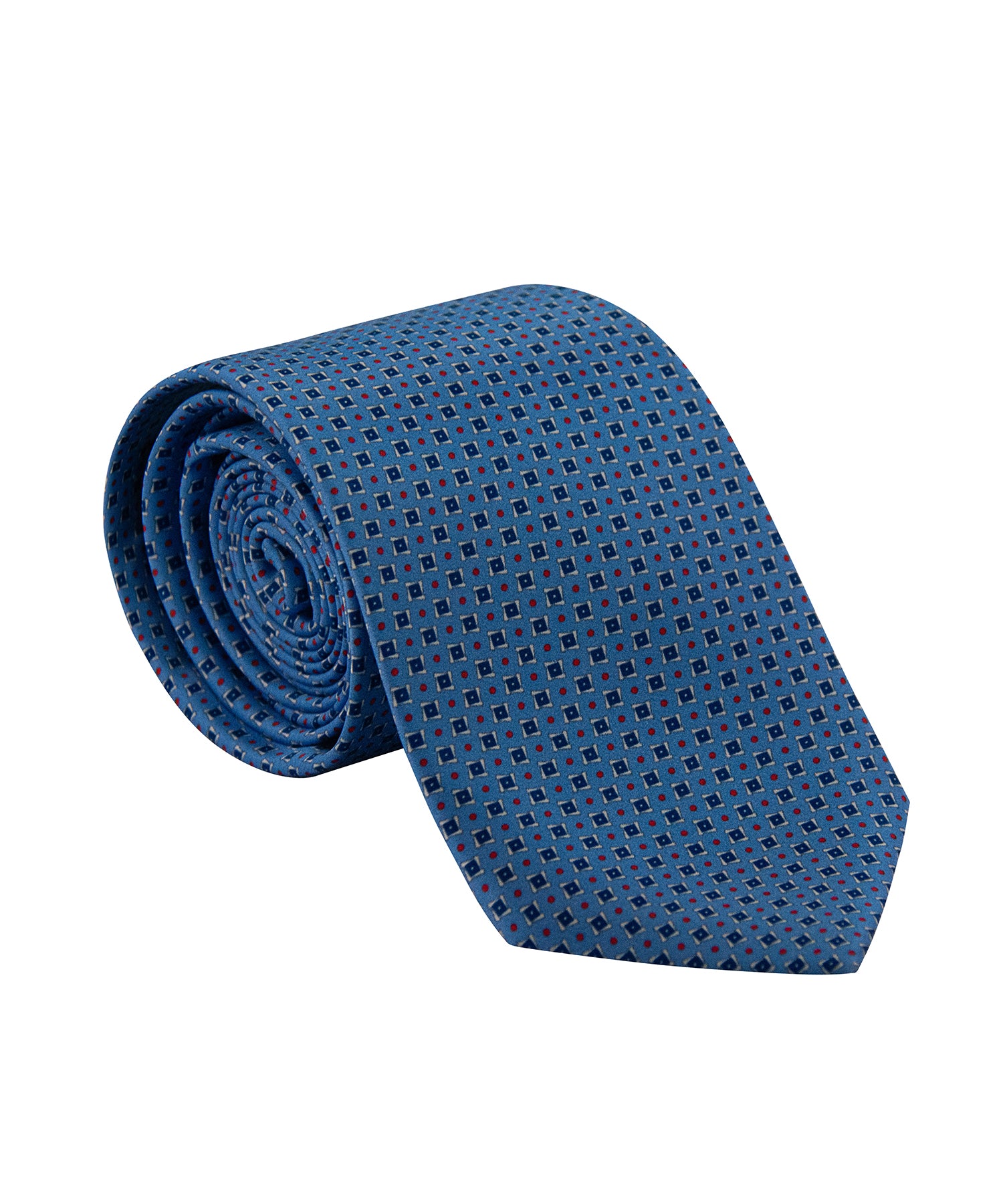 Blue Silk Tie – Navy Diamond Grid