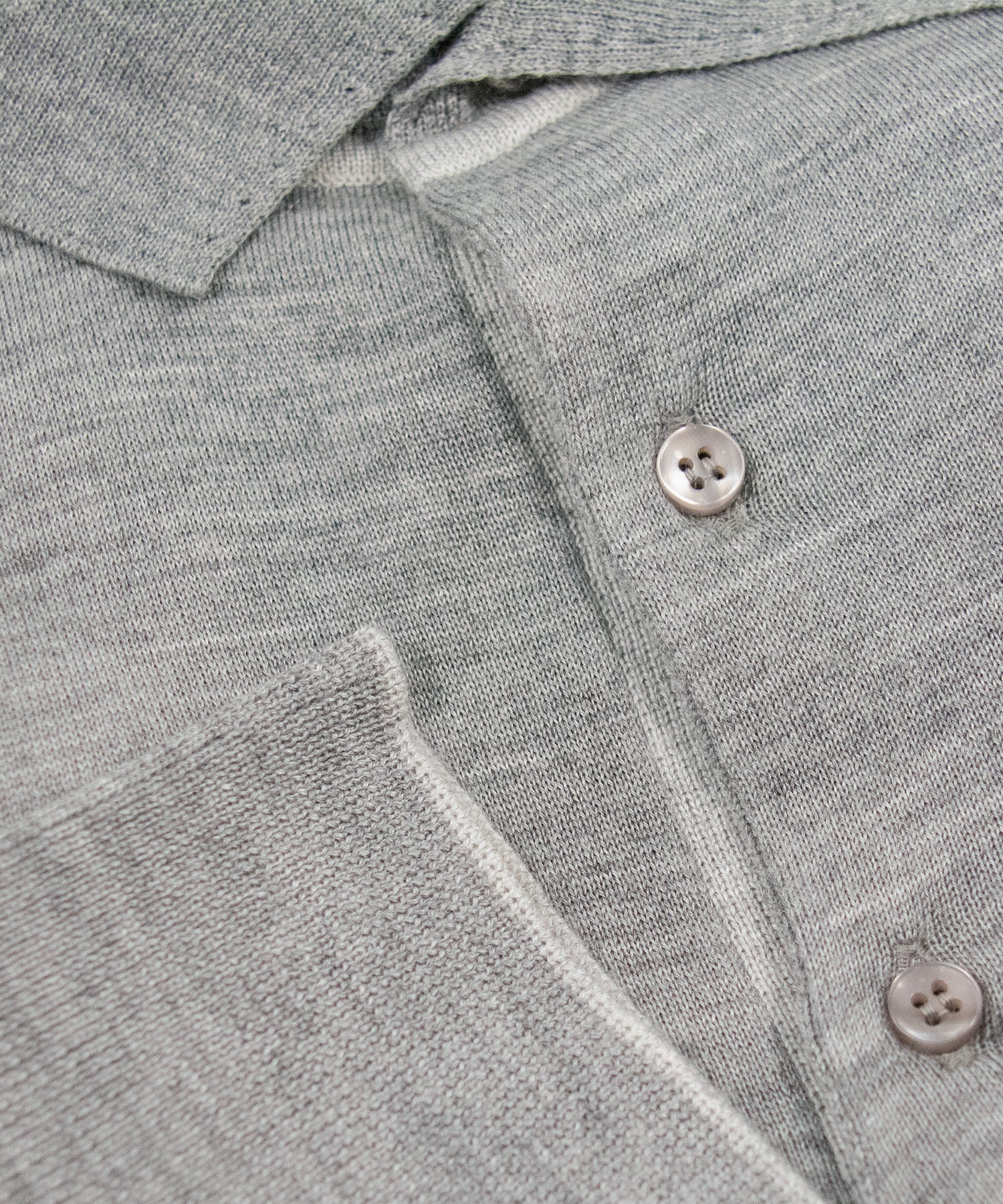 Grey Silk Cotton Long Sleeve Polo