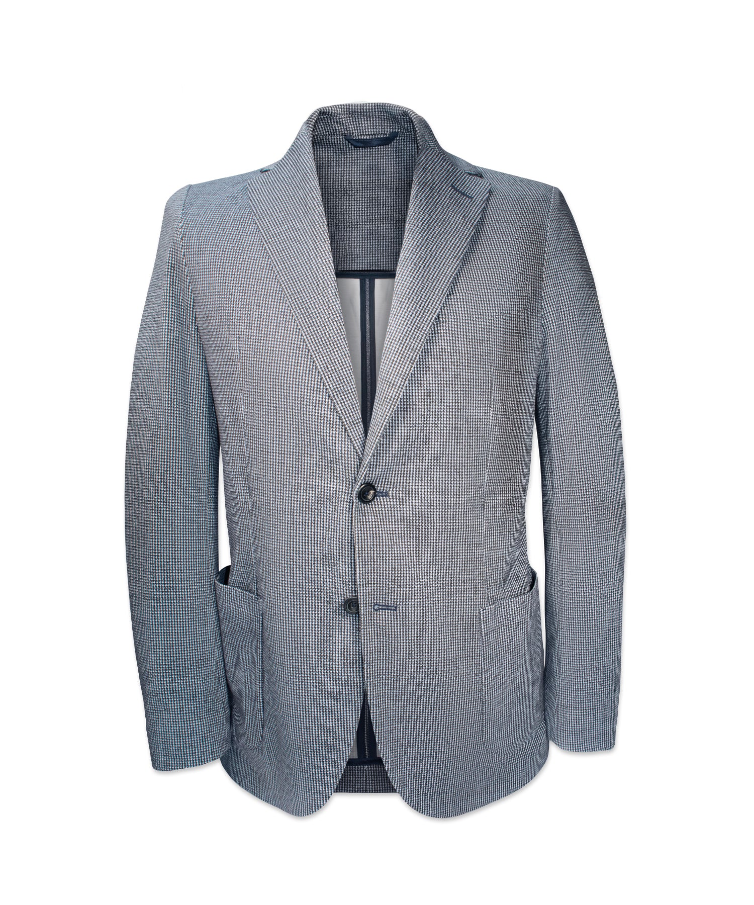 Blue & White Houndstooth Cotton Blazer