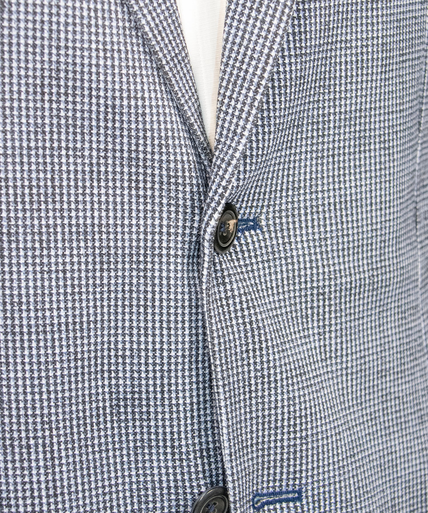 Blue & White Houndstooth Cotton Blazer