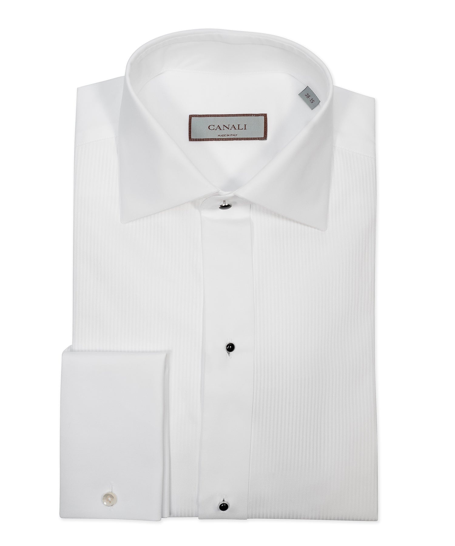 WHITE TUX PLEATED SHIRT STUD