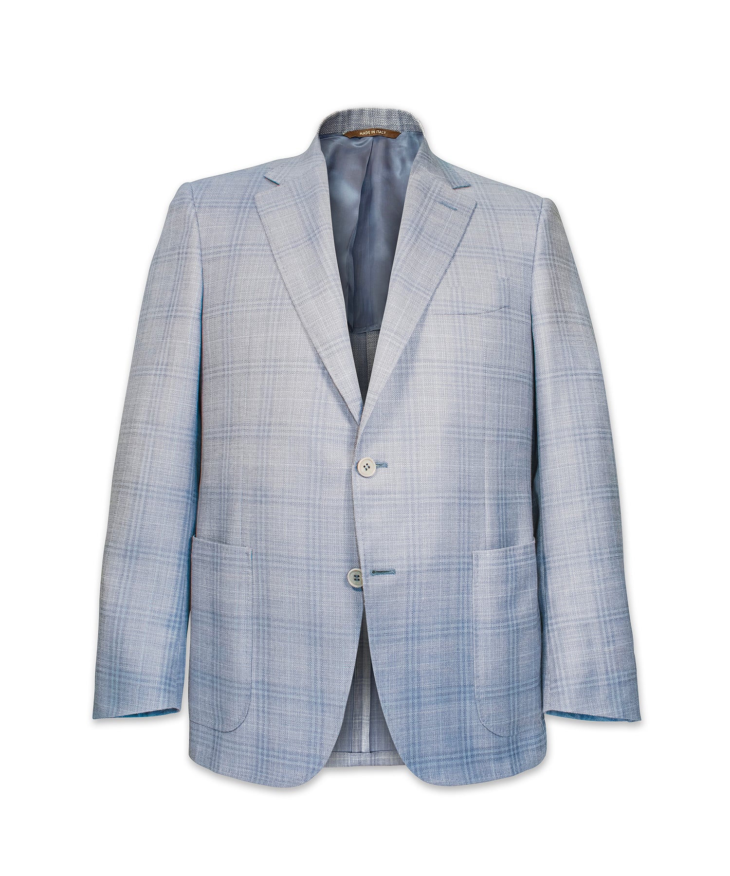 Light Blue Checked Wool Jacket