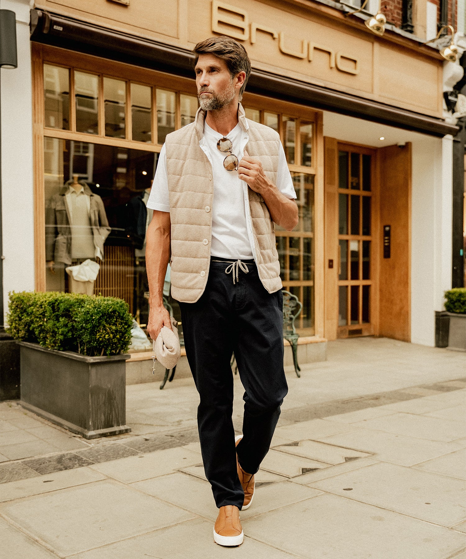 BEIGE GILET D.HOOD