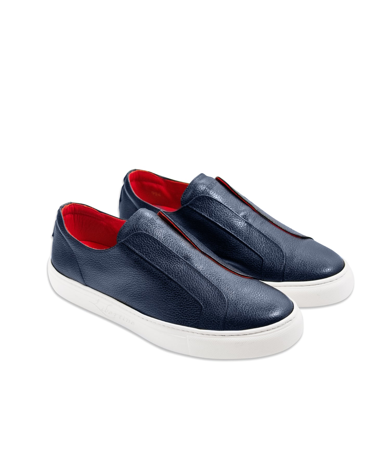 Navy Leather Slip-On Trainer