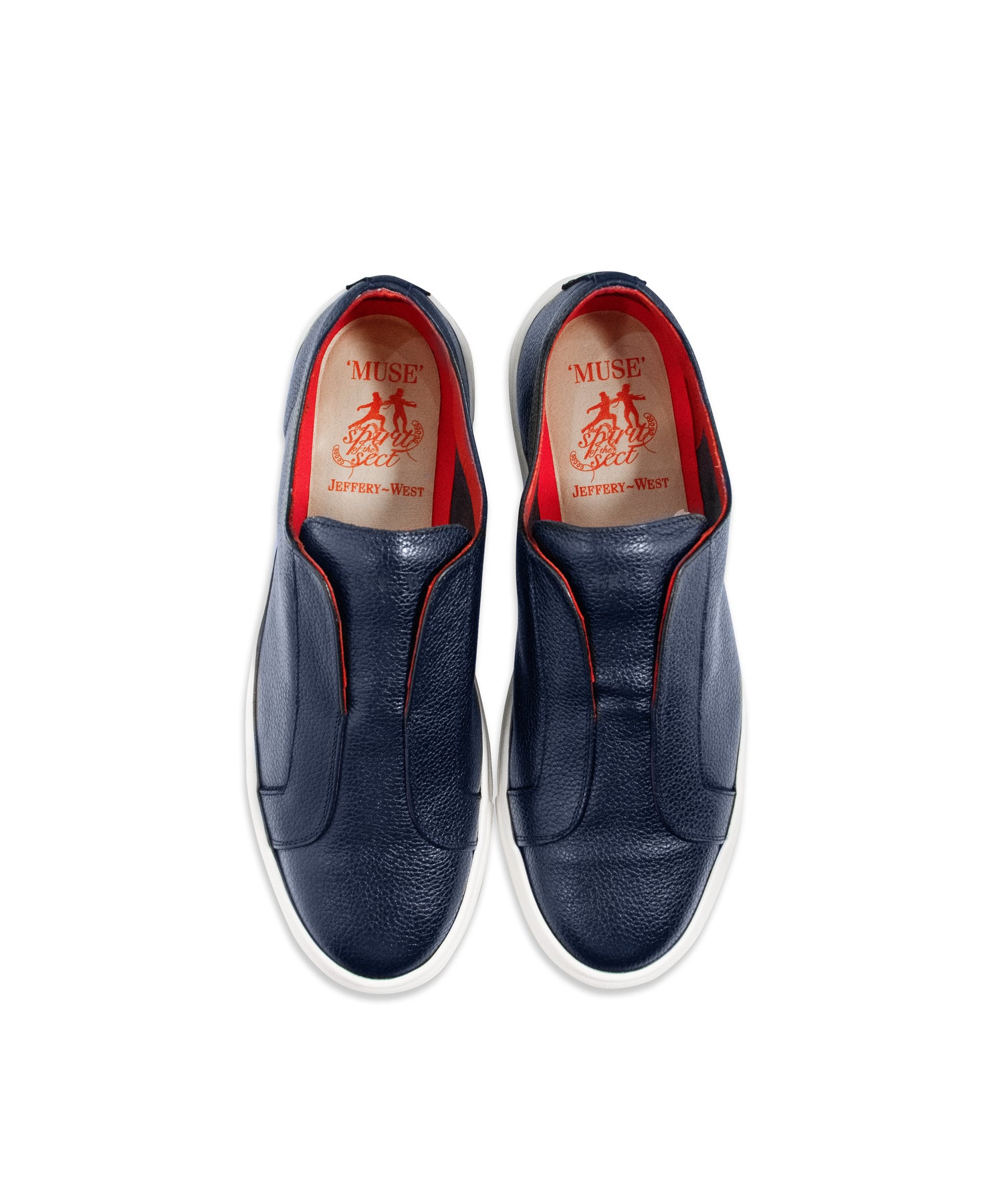 Navy Leather Slip-On Trainer