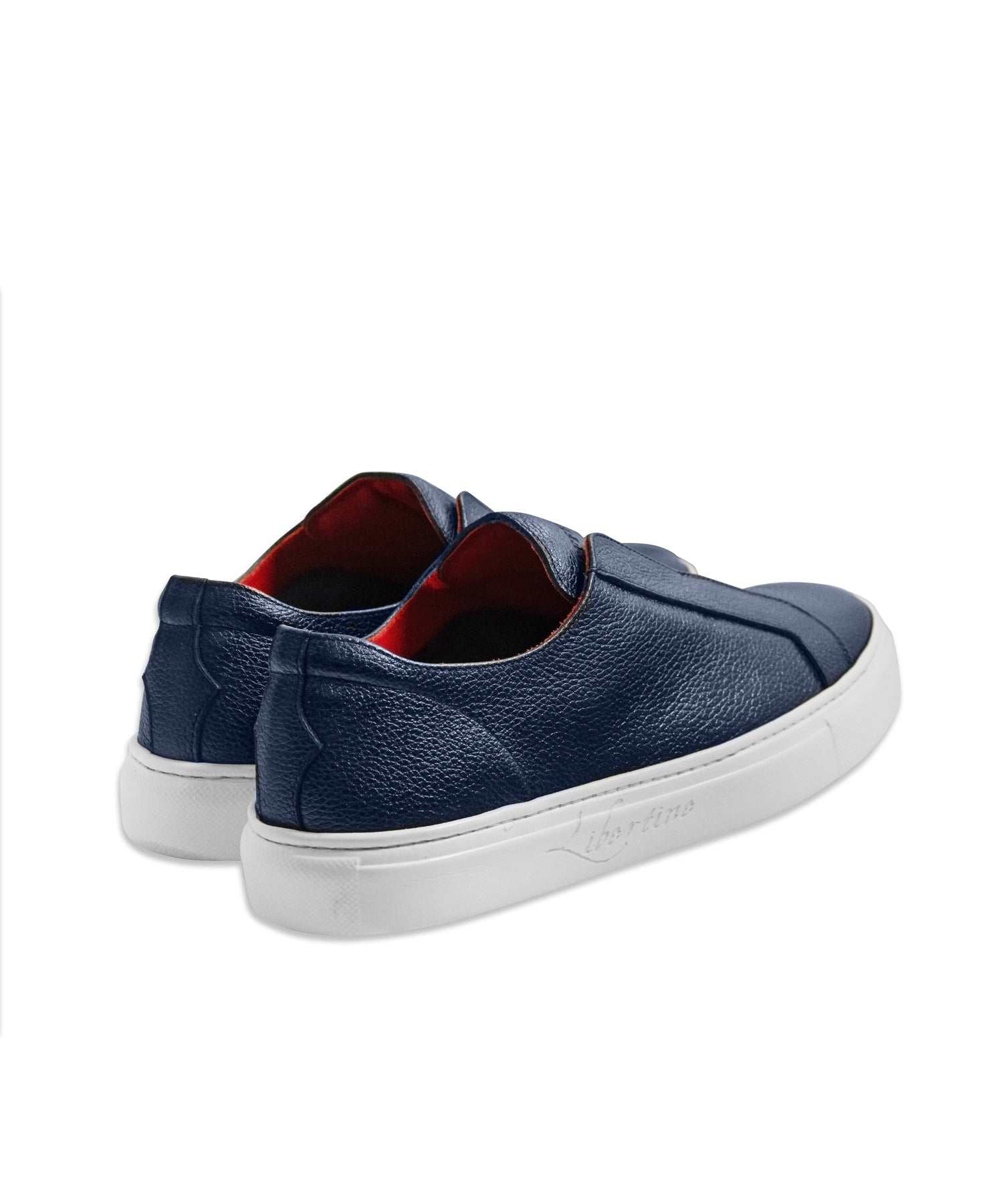Navy Leather Slip-On Trainer