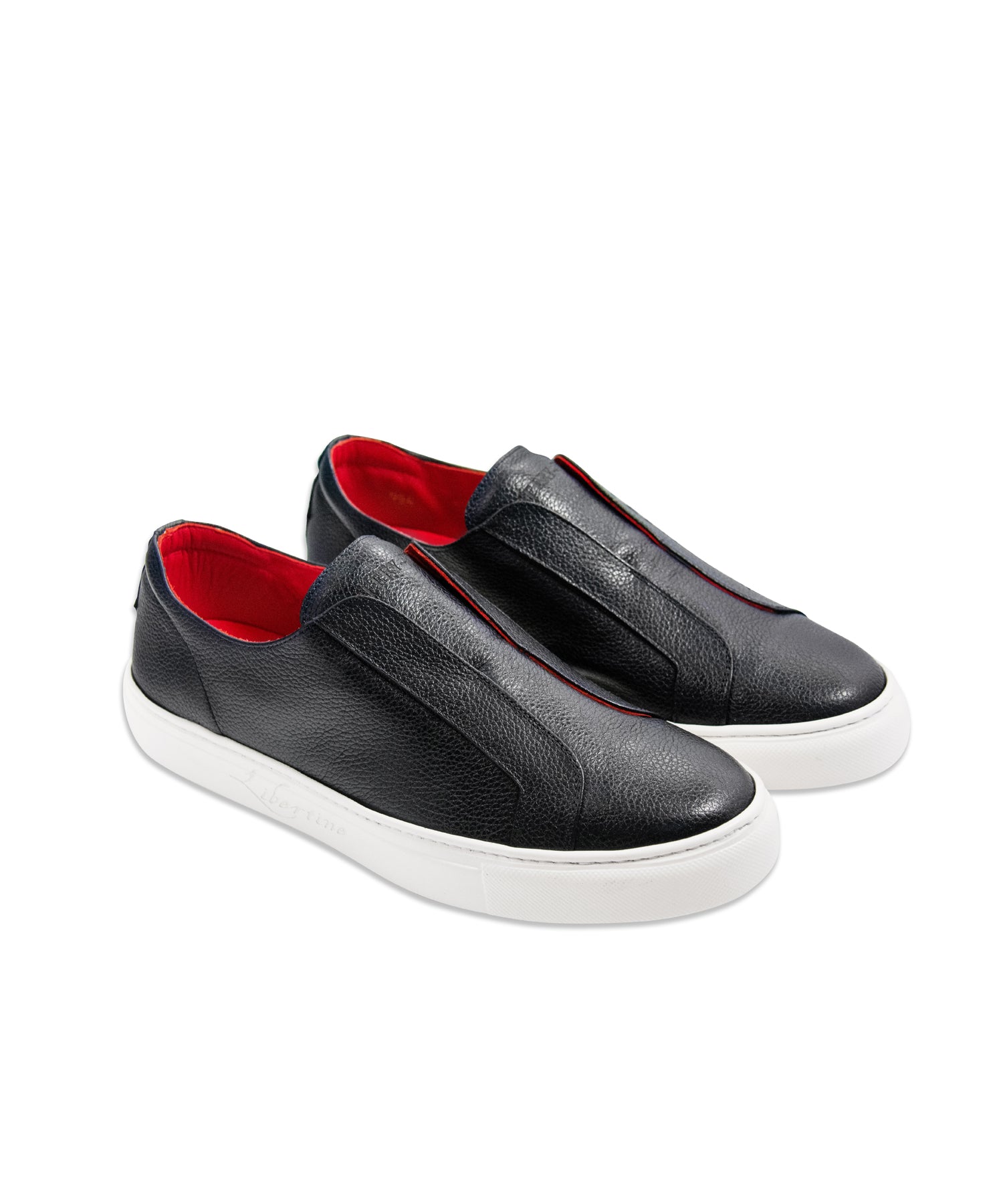 Black Leather Slip-On Trainer