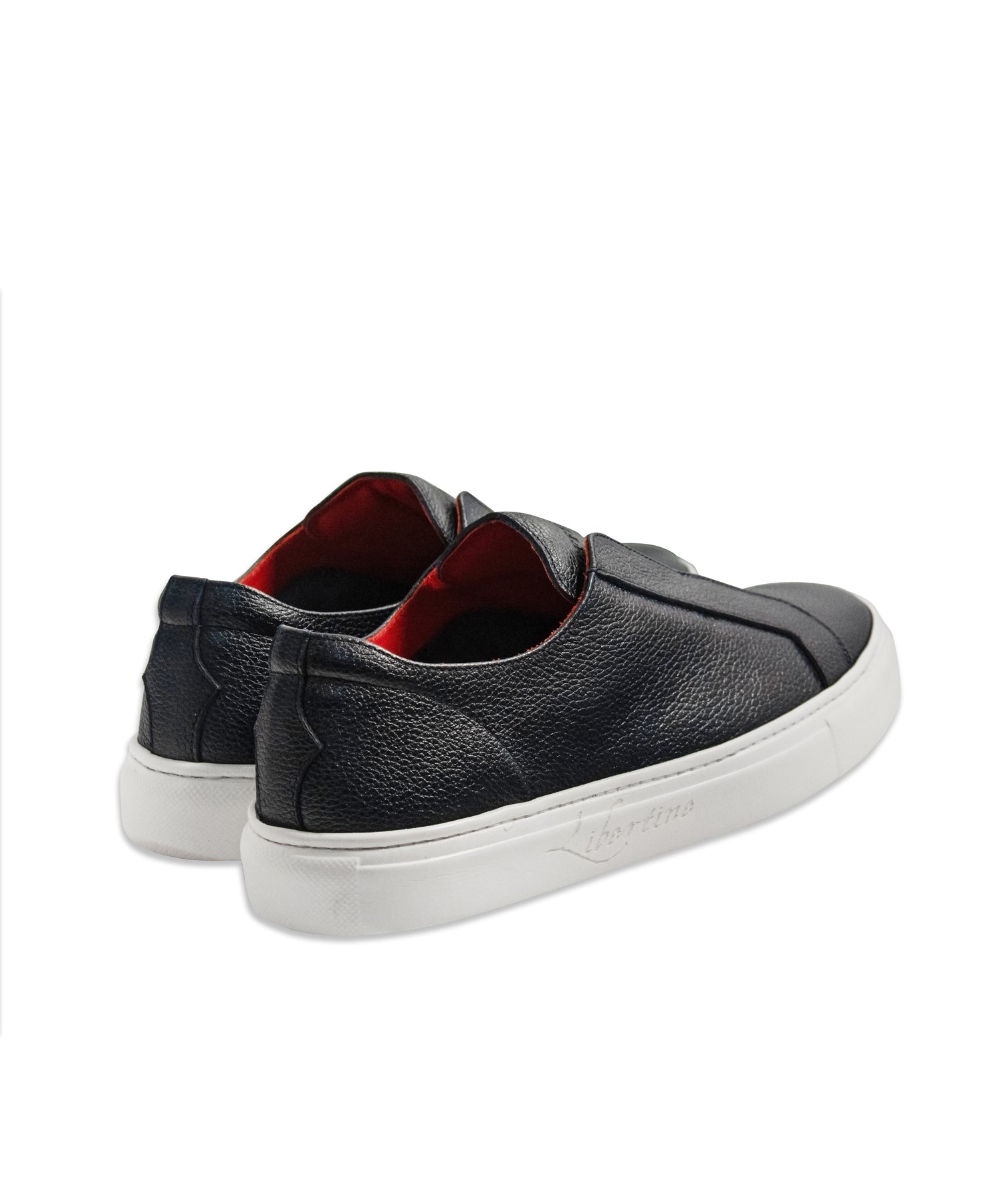 Black Leather Slip-On Trainer