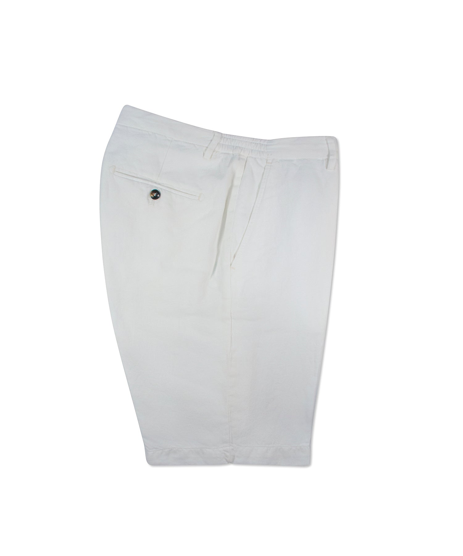 White Linen-Cotton Drawstring Shorts
