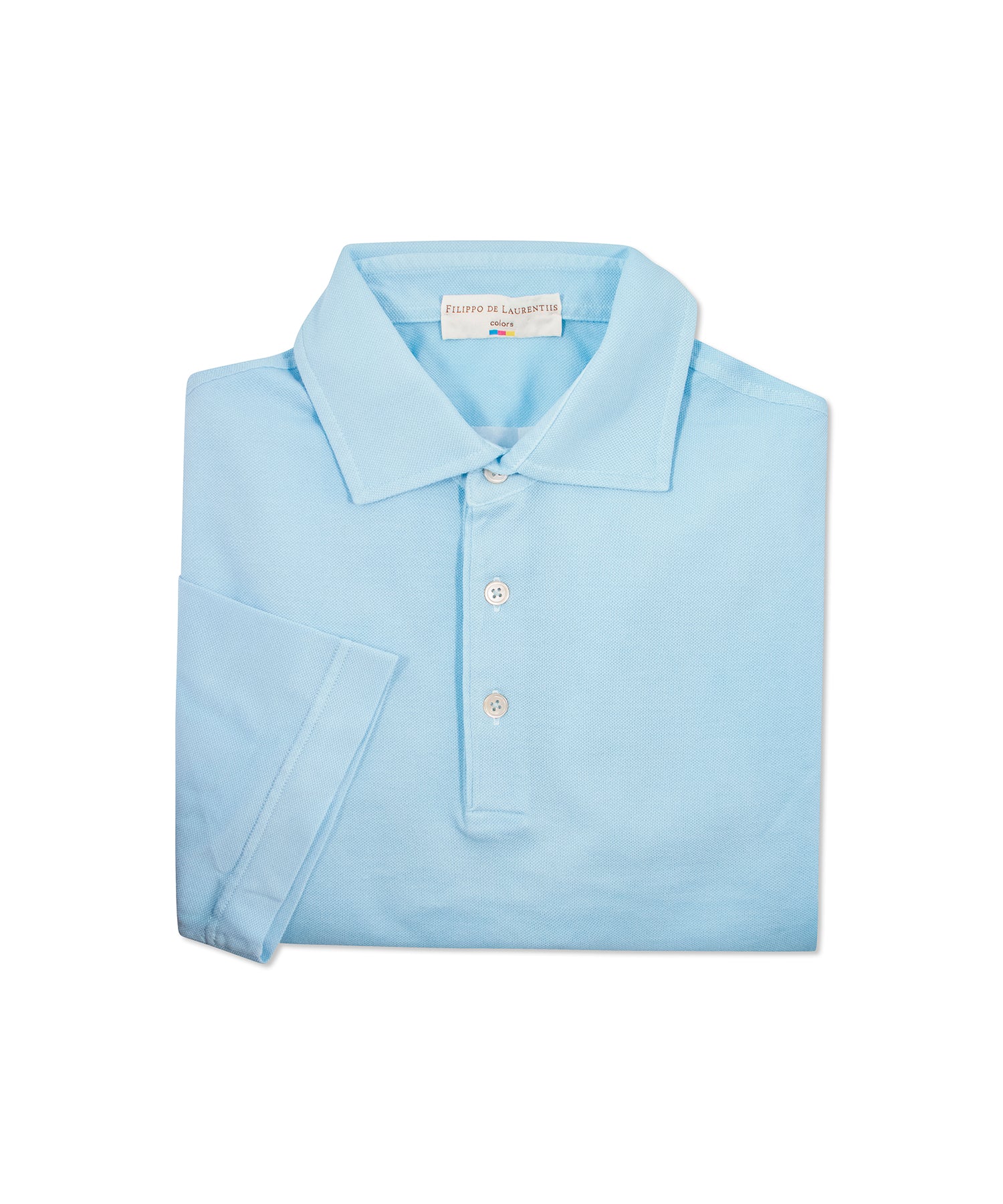 Light Blue Cotton Shot Sleeve Polo Shirt