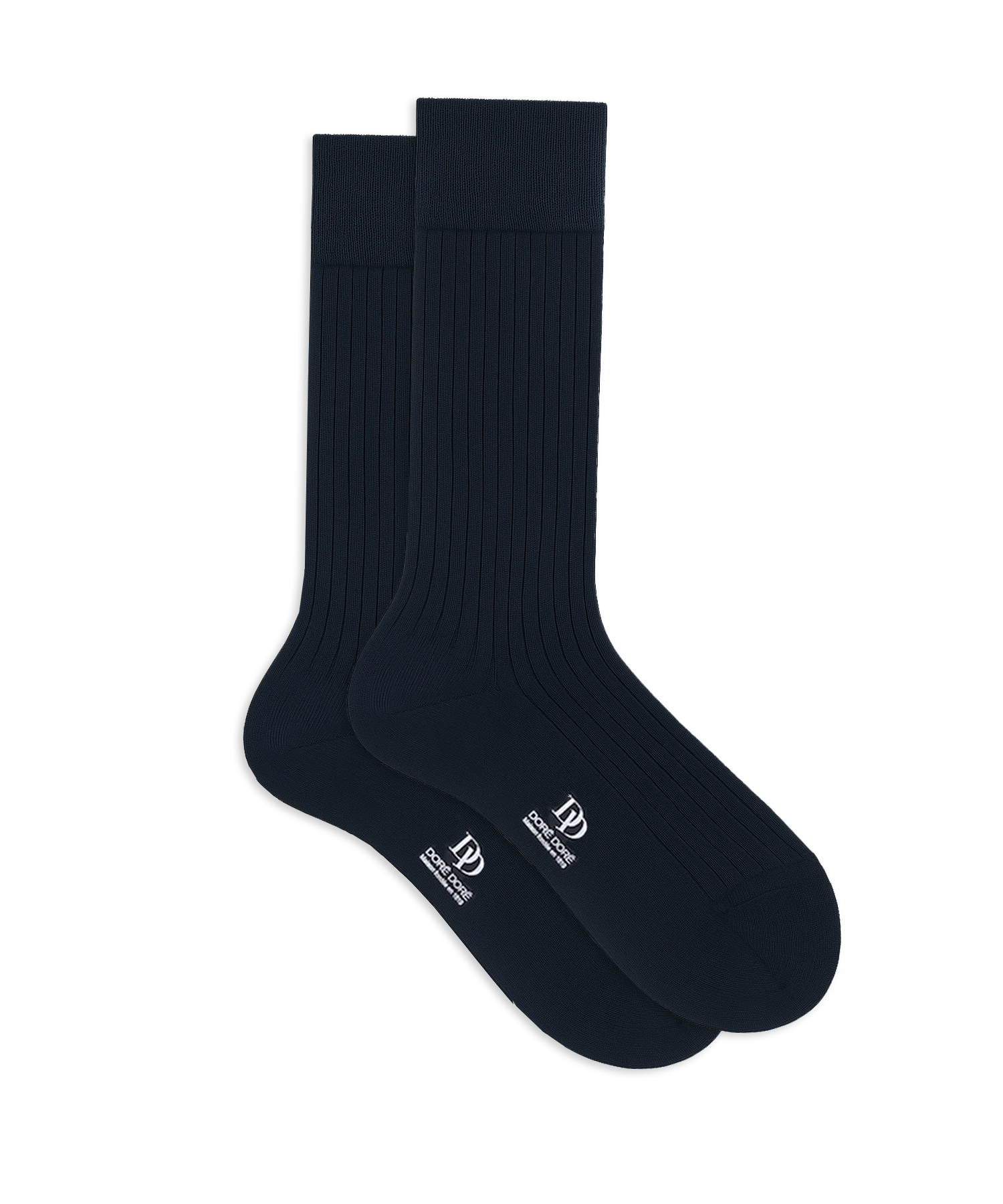 Navy Ribbed Cotton Socks