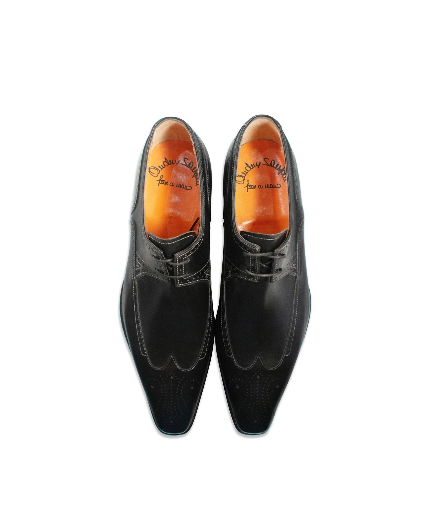 Black Leather Wingtip Derby Shoes