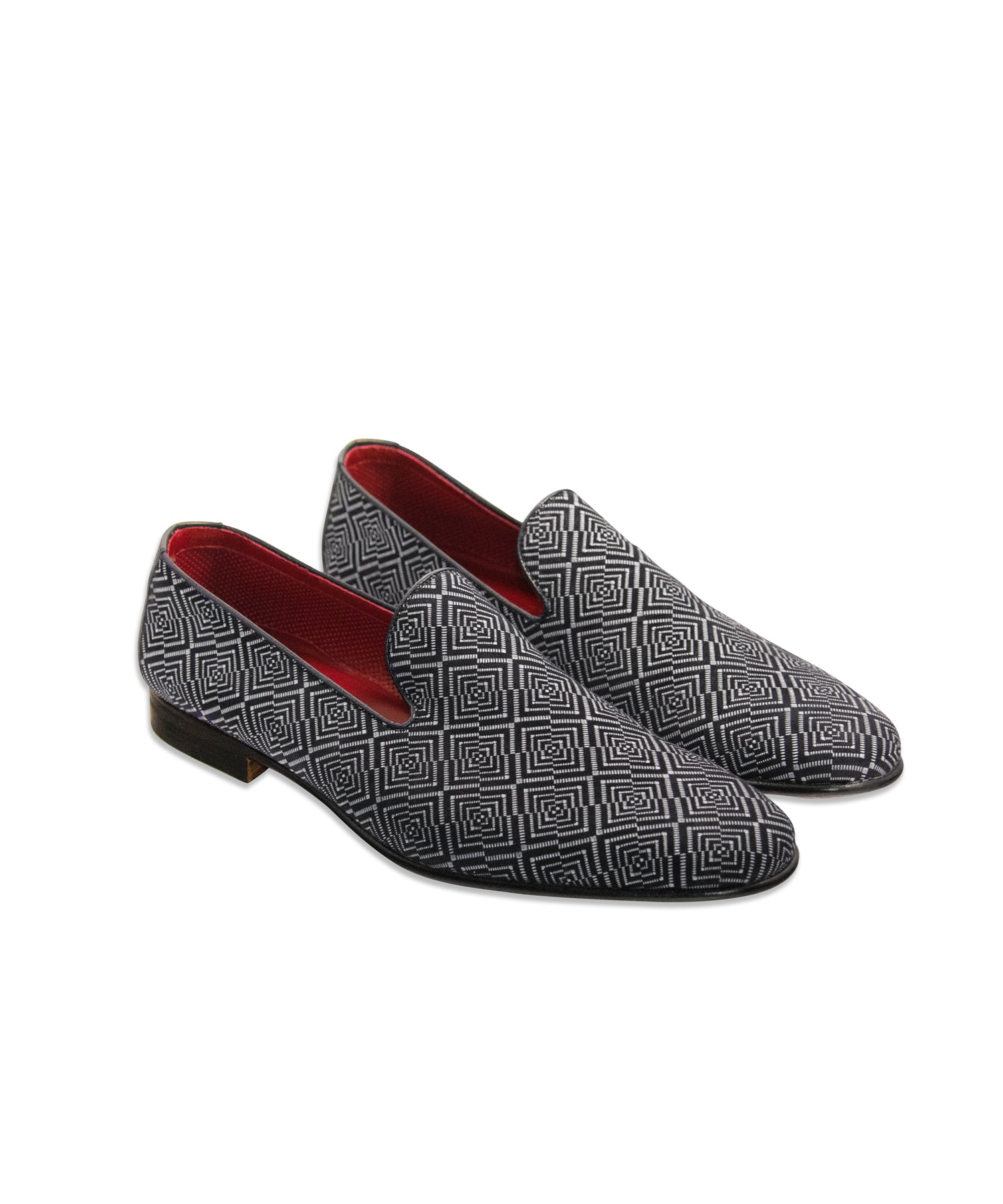 Navy & White Patterned Loafers