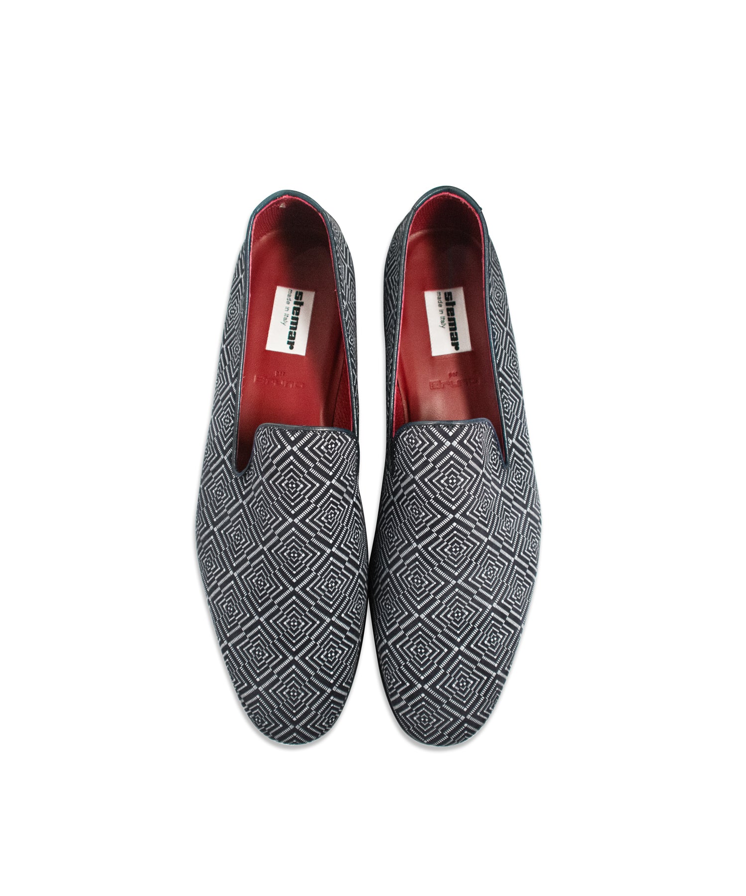 Navy & White Patterned Loafers