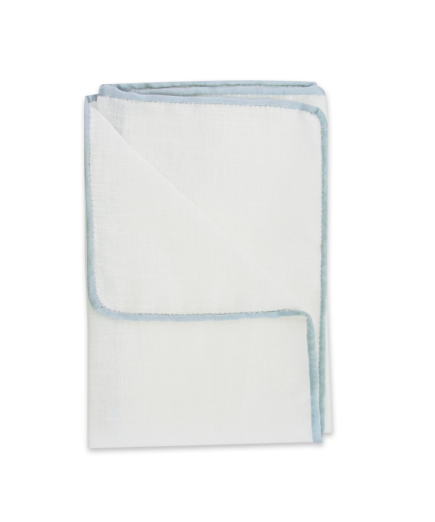White Linen Pocket Square with Ash Border