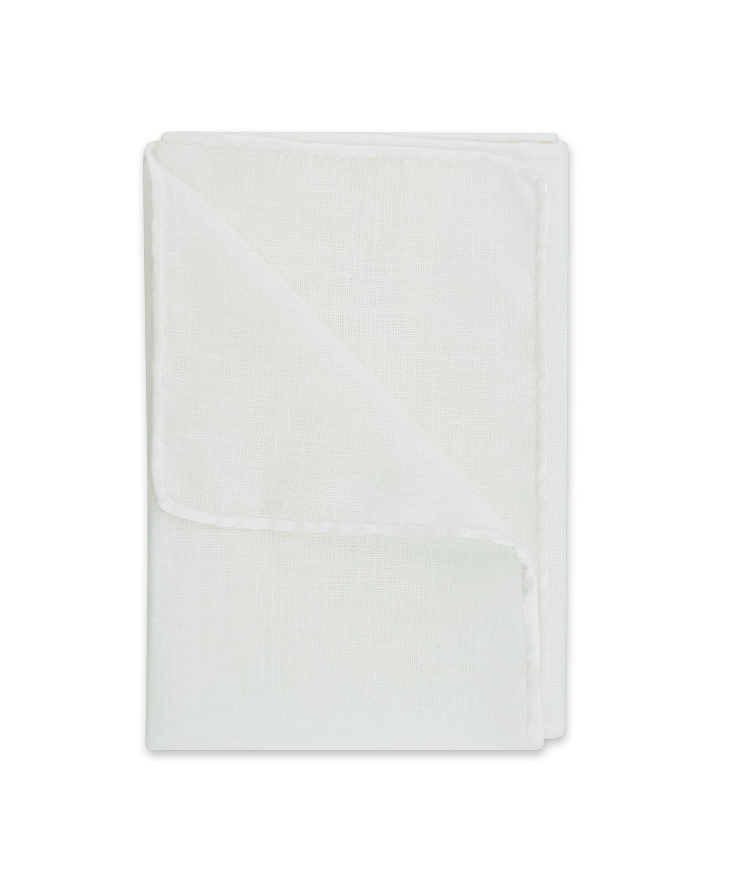 White Linen Pocket Square with Border
