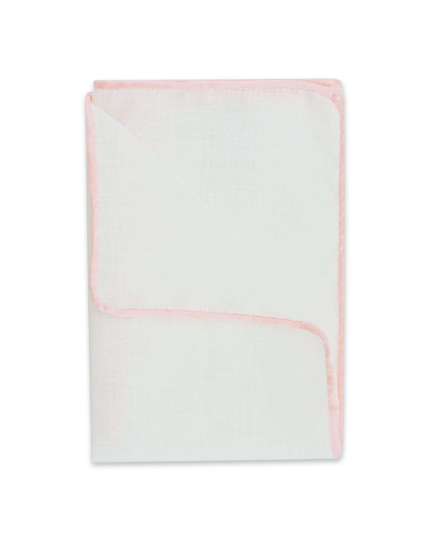 White Linen Pocket Square with Blush Border