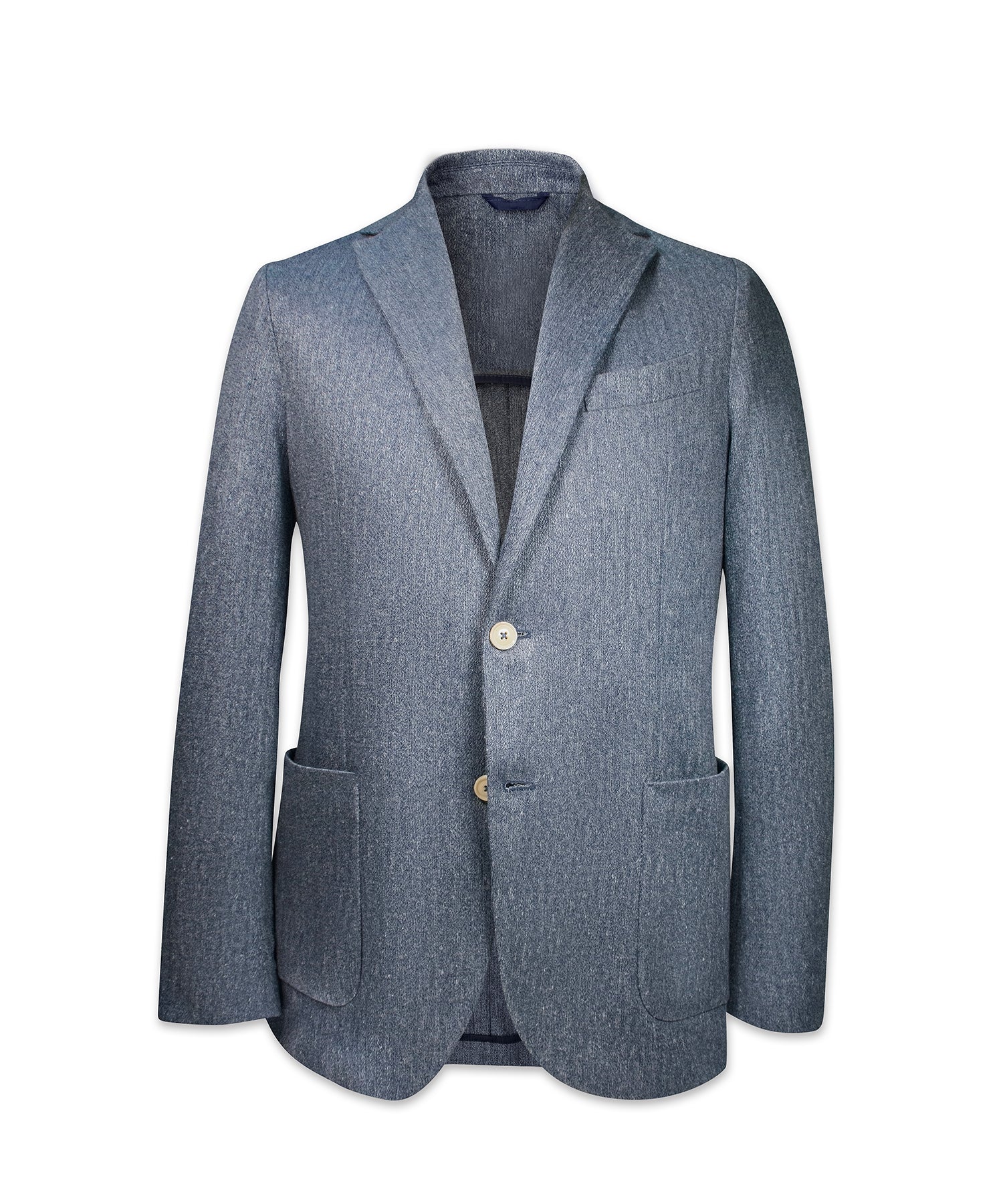 Blue Melange Cotton-Linen Blazer