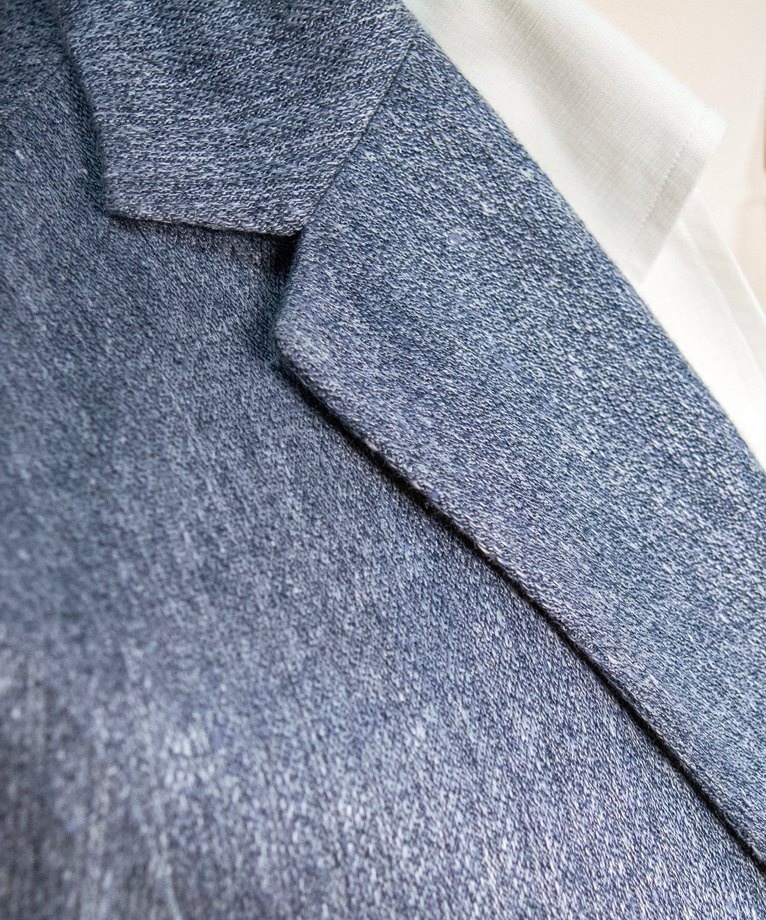 Blue Melange Cotton-Linen Blazer