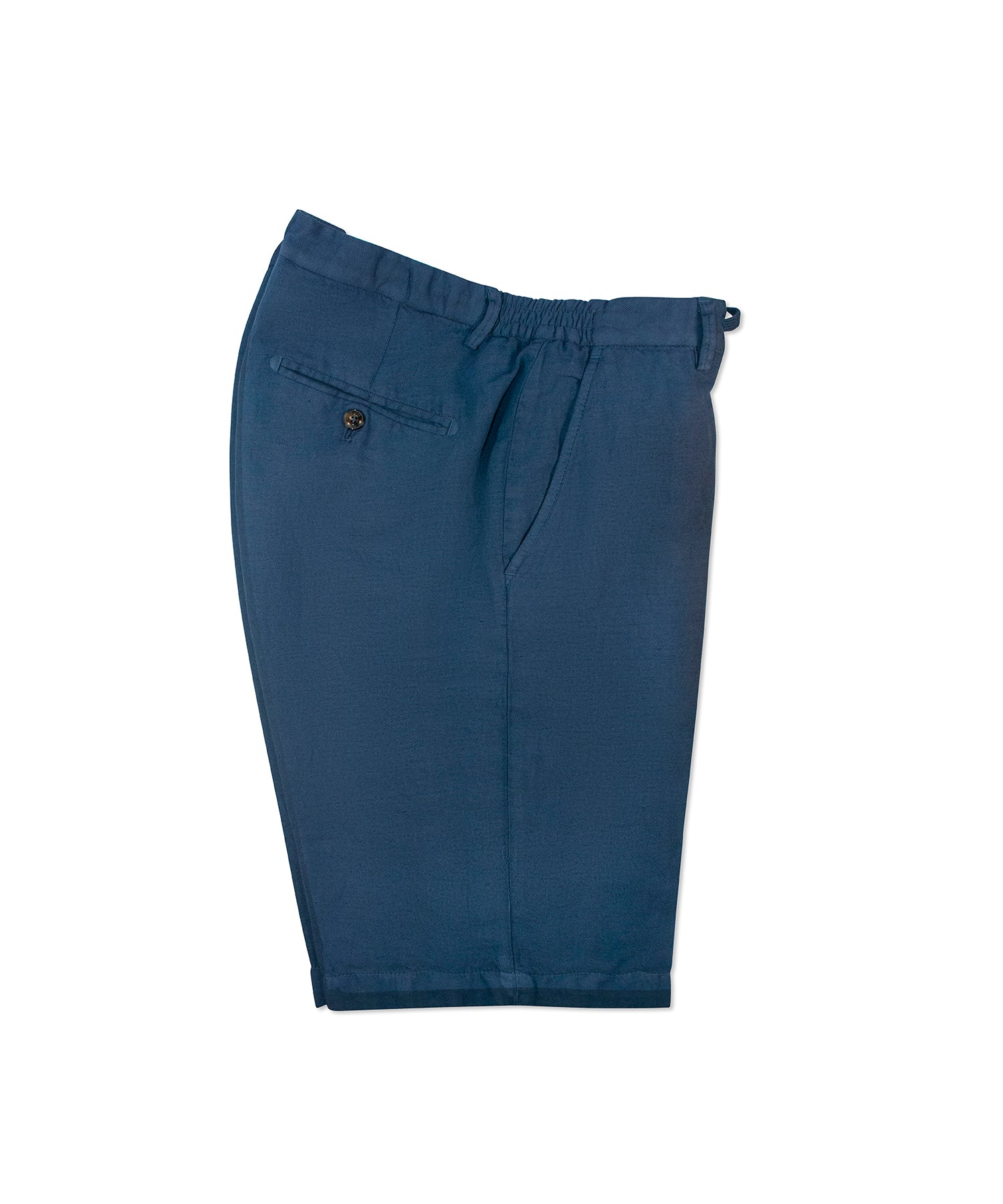 Blue Linen-Cotton Drawstring Shorts