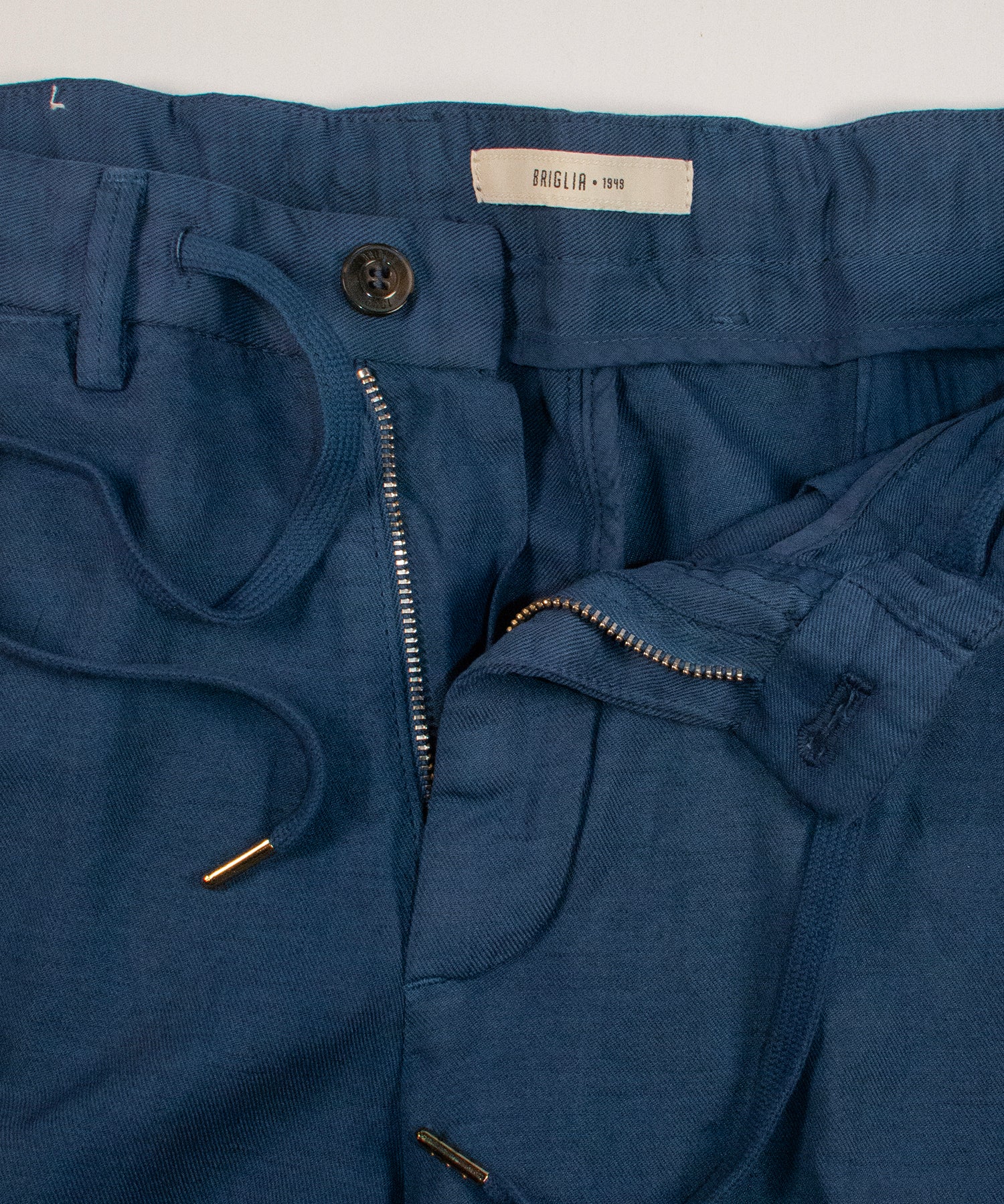 Blue Linen-Cotton Drawstring Shorts