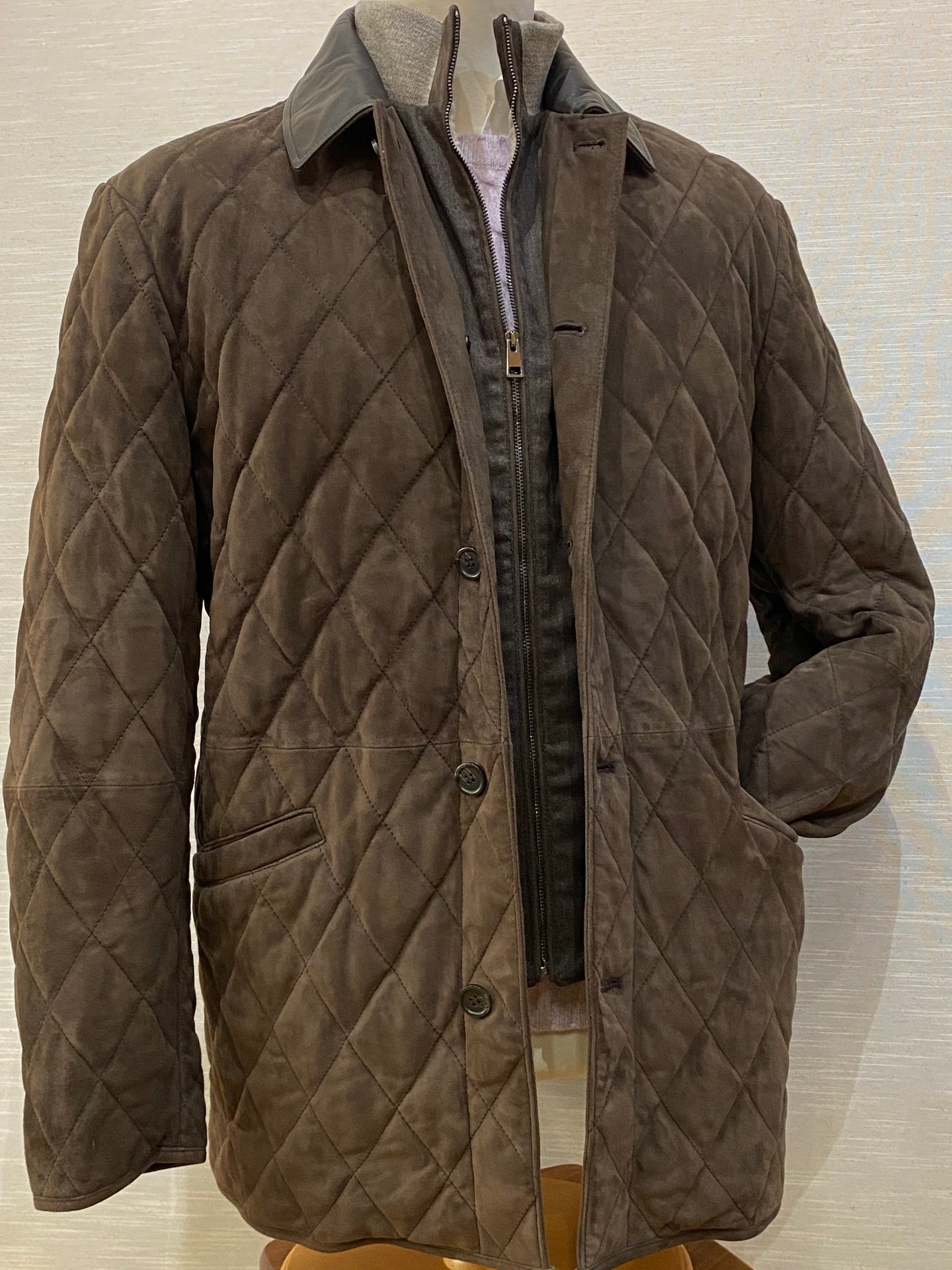 QUILTED SUEDE 3/4COAT 361 BROWN JOSH 00457WR