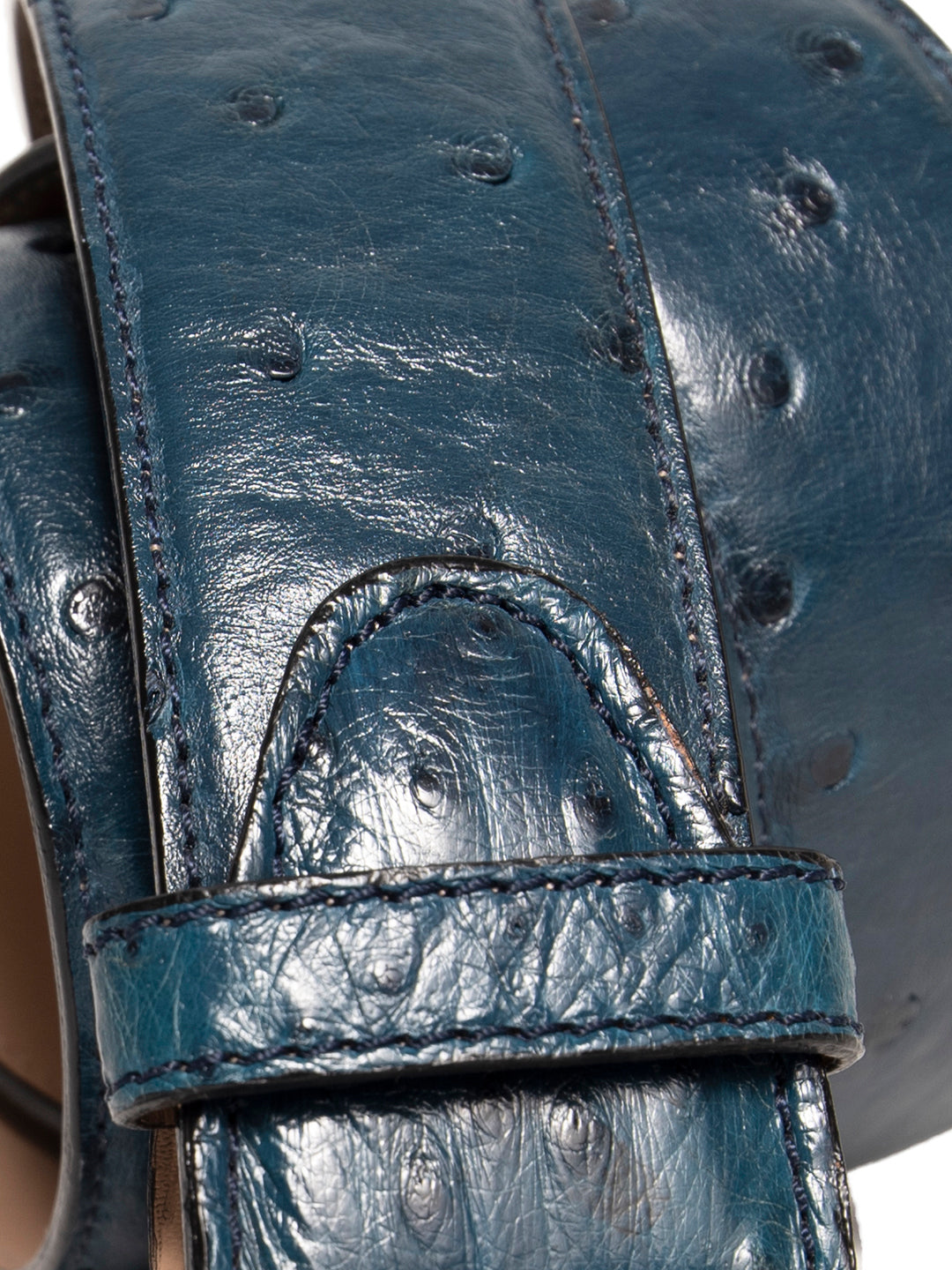NAVY OSTRICH SILVER BUCKLE
