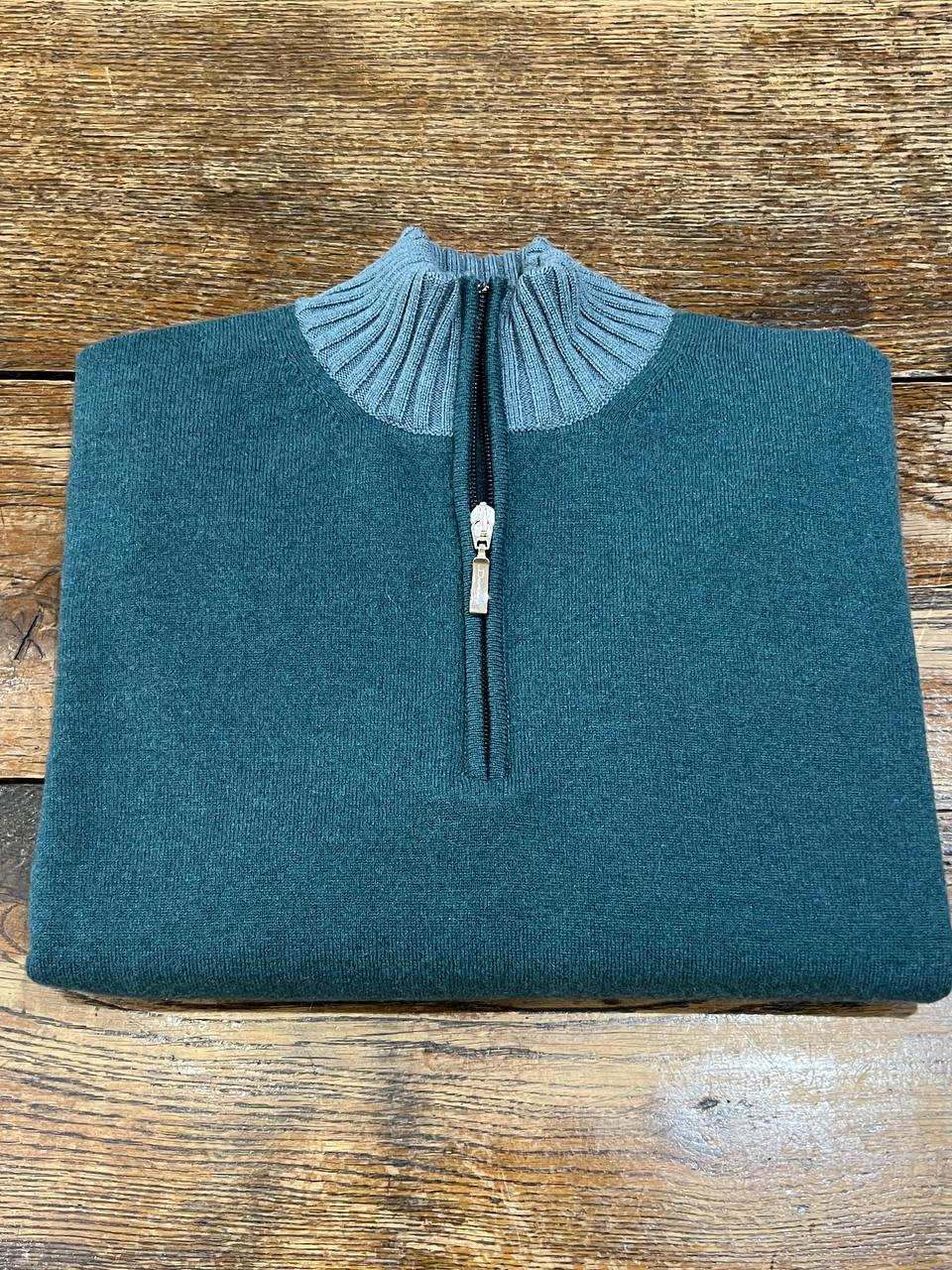3/4 ZIP CASHMERE DARK GREEN 14076/ZIPC