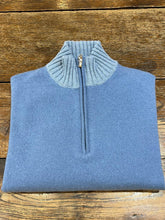 Load image into Gallery viewer, CASHMERE ZIP POLO BLUE B1124
