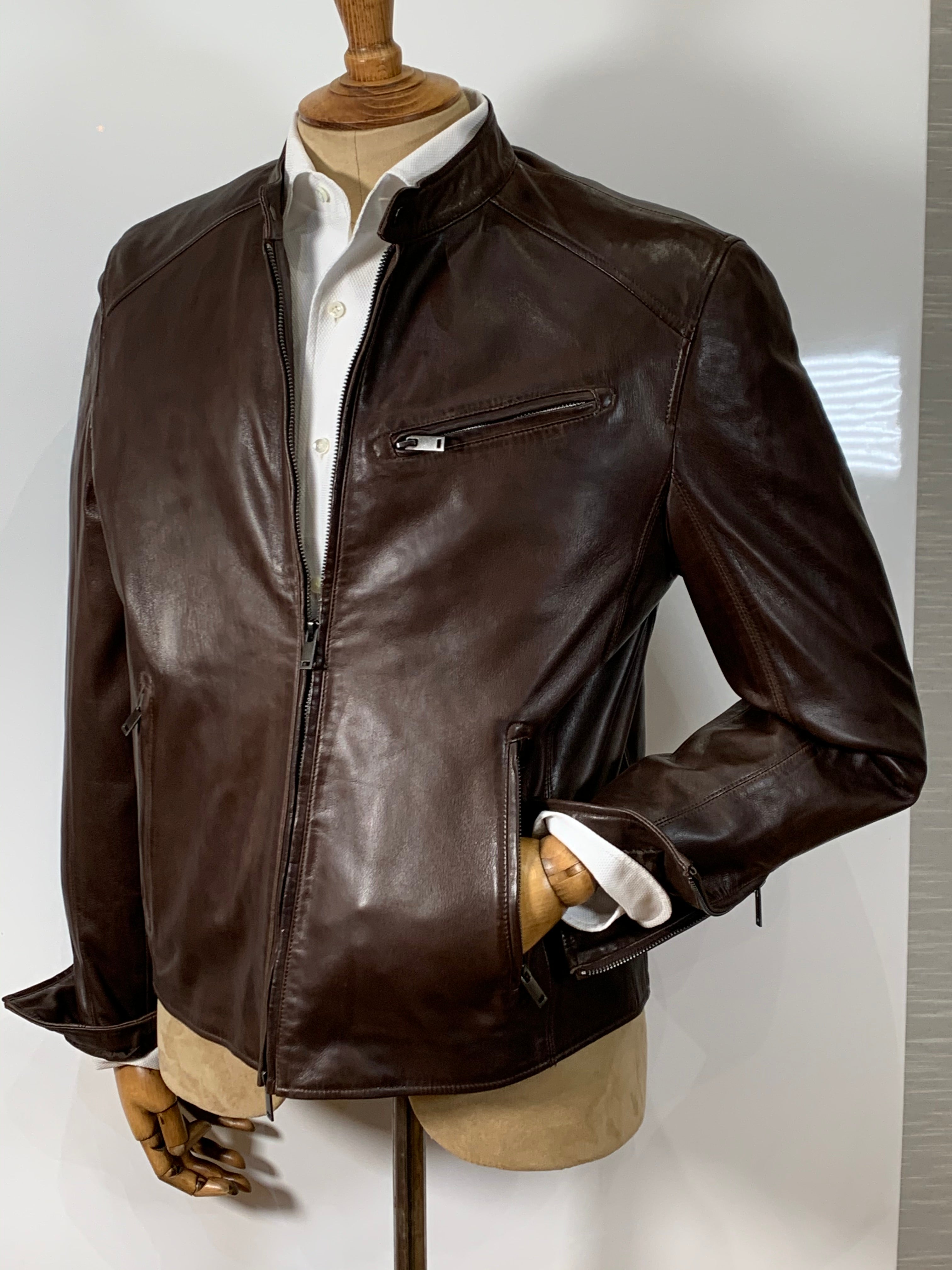 LAMB SKIN BLOUSON BROWN