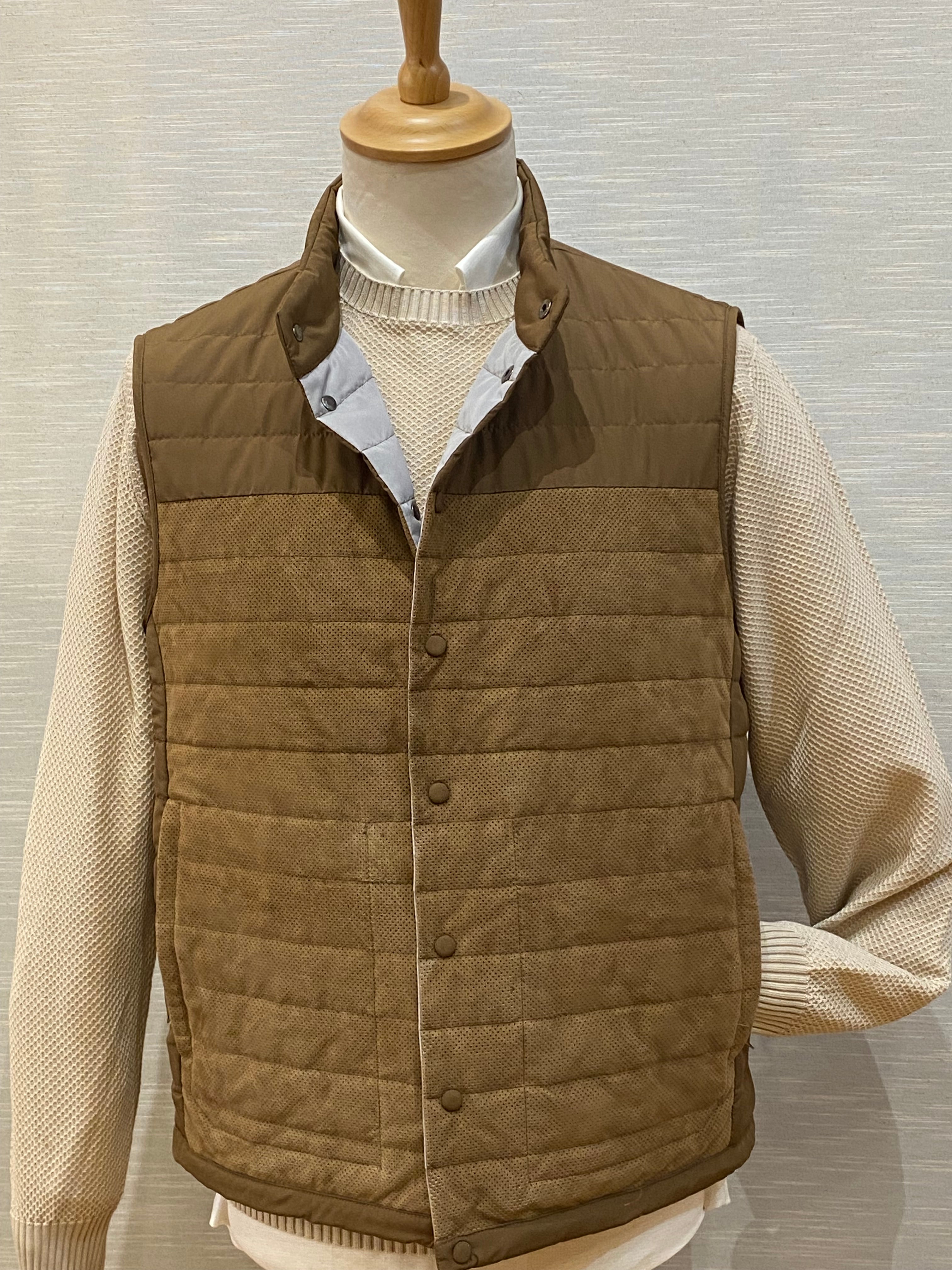 TAN LAMBSKIN - SUEDE GILET - GALLOTTI - T045F-248
