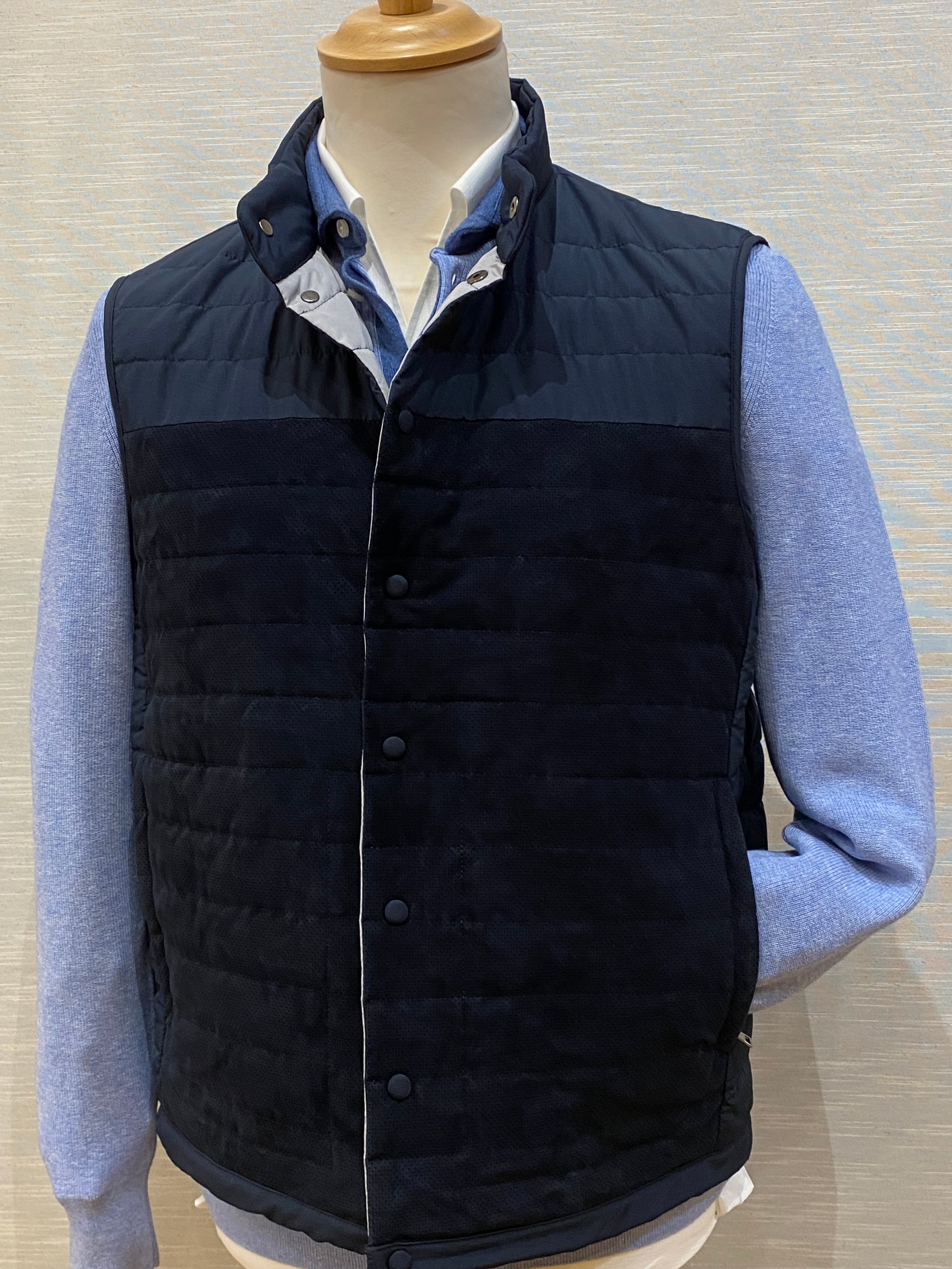 NAVY LAMBSKIN - SUEDE GILET - GALLOTTI -  T045F-850