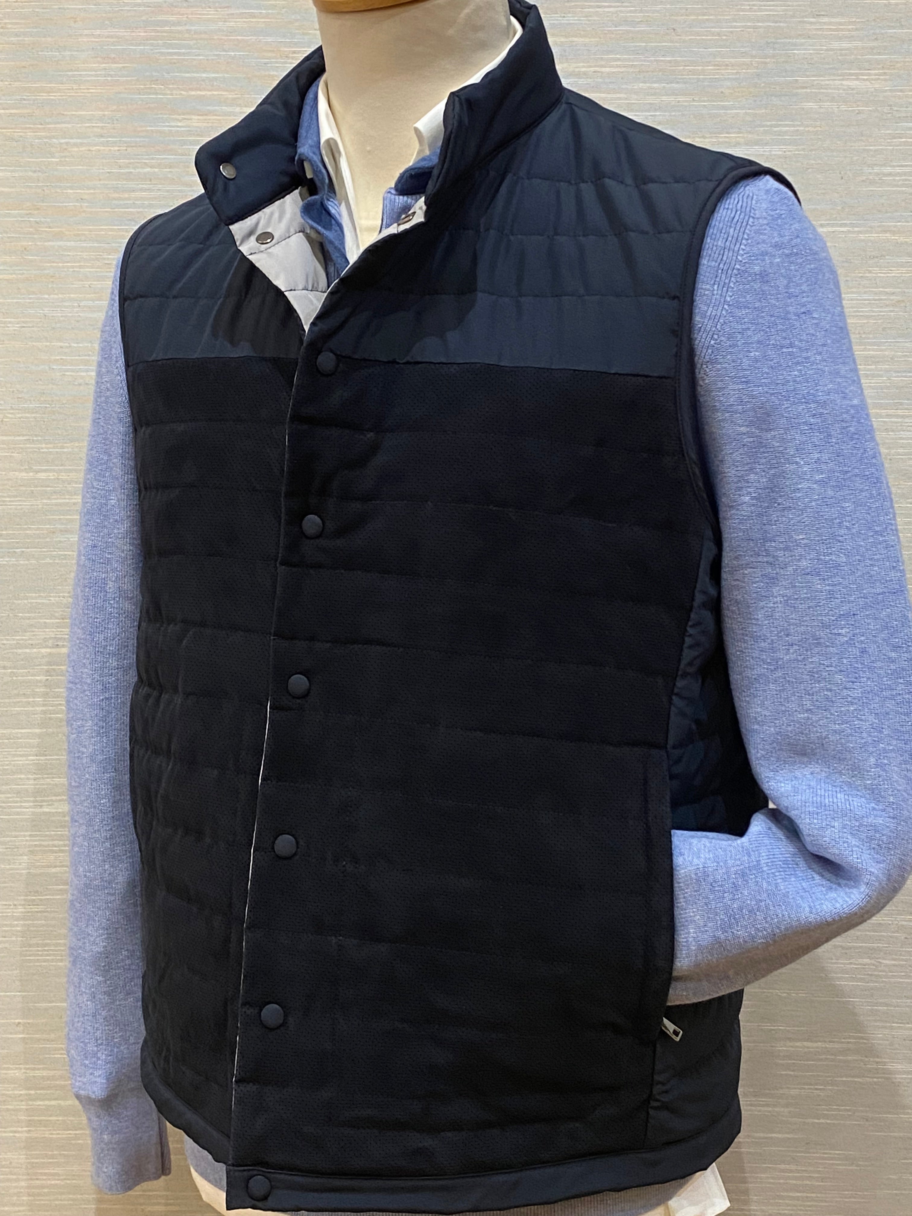 NAVY LAMBSKIN - SUEDE GILET - GALLOTTI -  T045F-850